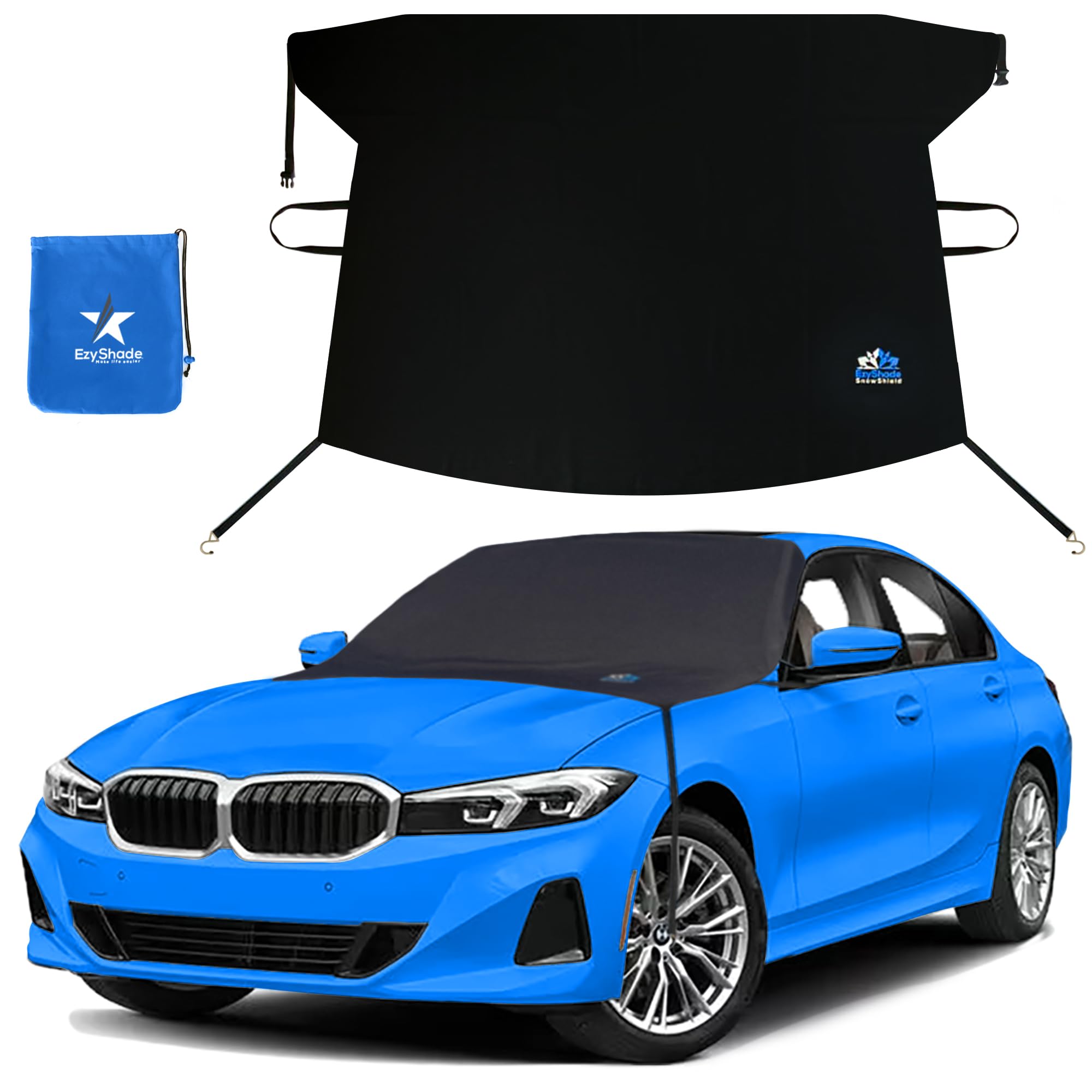 EzyShade Car Windshield Cover for Ice and Snow Protection - Universal Fit for Cars, SUVs & Trucks | Frost Shield Snow Cover | Winter Car Accessories (Standard Size M) | Perfect for Winter Parking & Overnight Frost Prevention