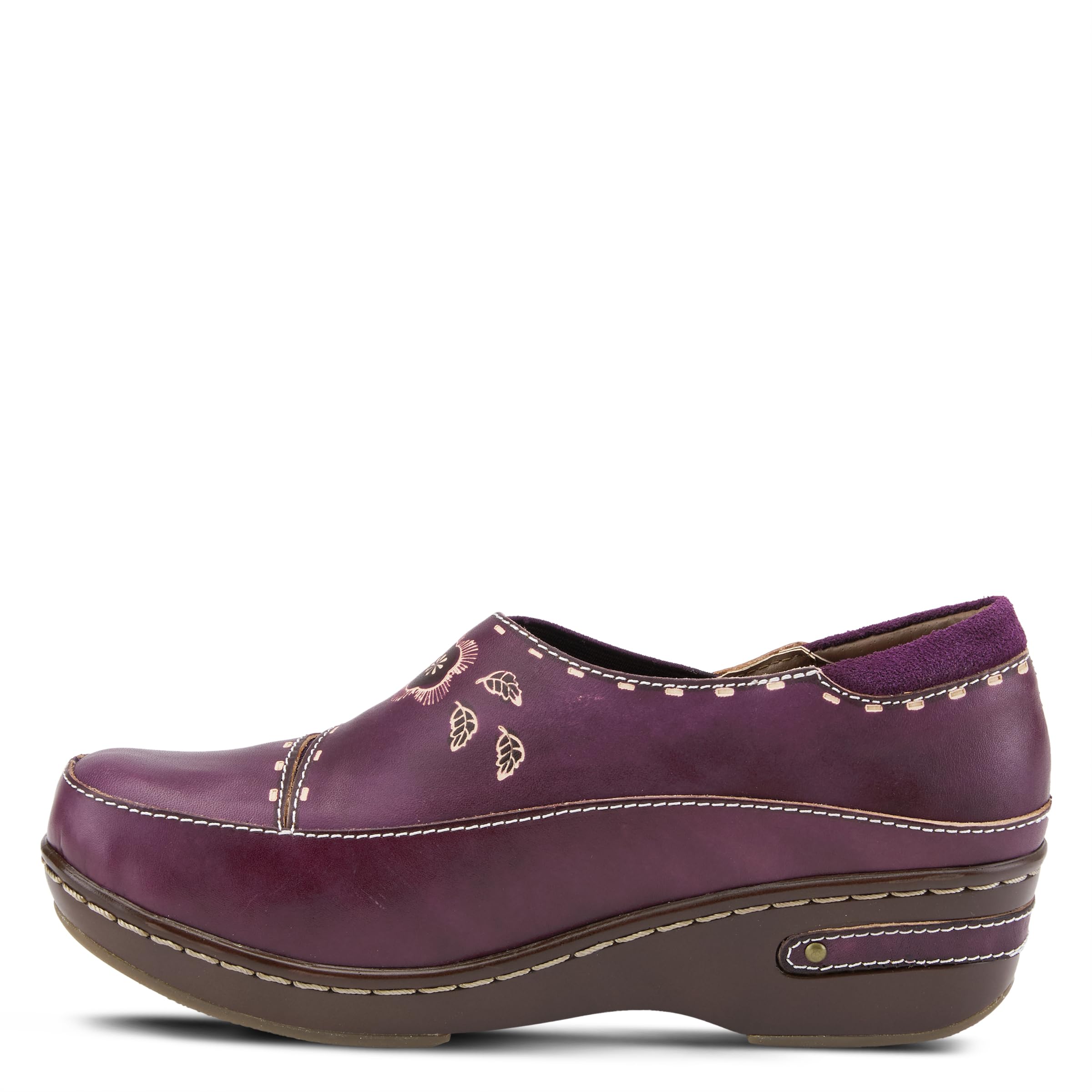 Spring Step L'artiste Burbank Women's Leather Clogs | Hand-Painted Slip-On Platform Shoes for Women | Comfortable Casual Clogs for Work, Home & Outdoor Wear