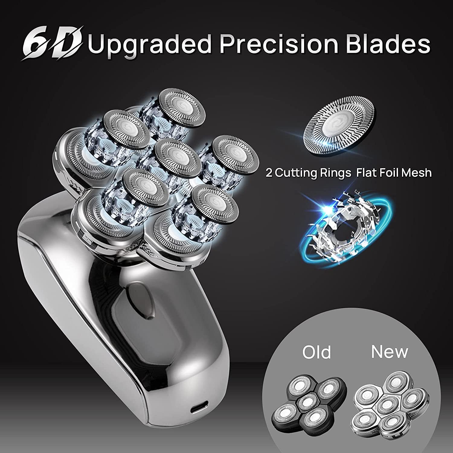 6-in-1 Rechargeable Electric Razor for Men - Wet/Dry Beard Trimmer, Body Groomer & Bald Head Shaver | Professional Grooming Kit for Facial Hair, Body Hair & Head Shaving | Perfect for Home, Travel & Gym Use