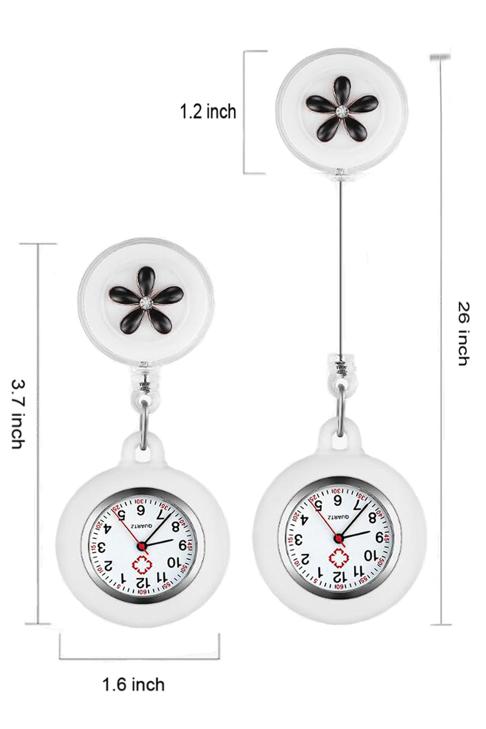 Retractable Nurse Lapel Watch Clip - Quartz Watch with Second Hand for Nurses & Doctors - Perfect for Medical Professionals, Healthcare Workers & Clinical Use