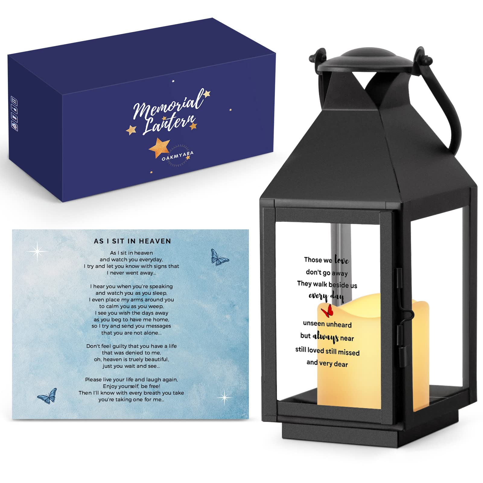 OAKMYARA Memorial Lantern - Sympathy Gifts for Loss of Loved Ones, Bereavement Gifts in Memory of Mother Father or Family - Thoughtful Remembrance Gift for Funeral, Memorial Service & Home Decoration