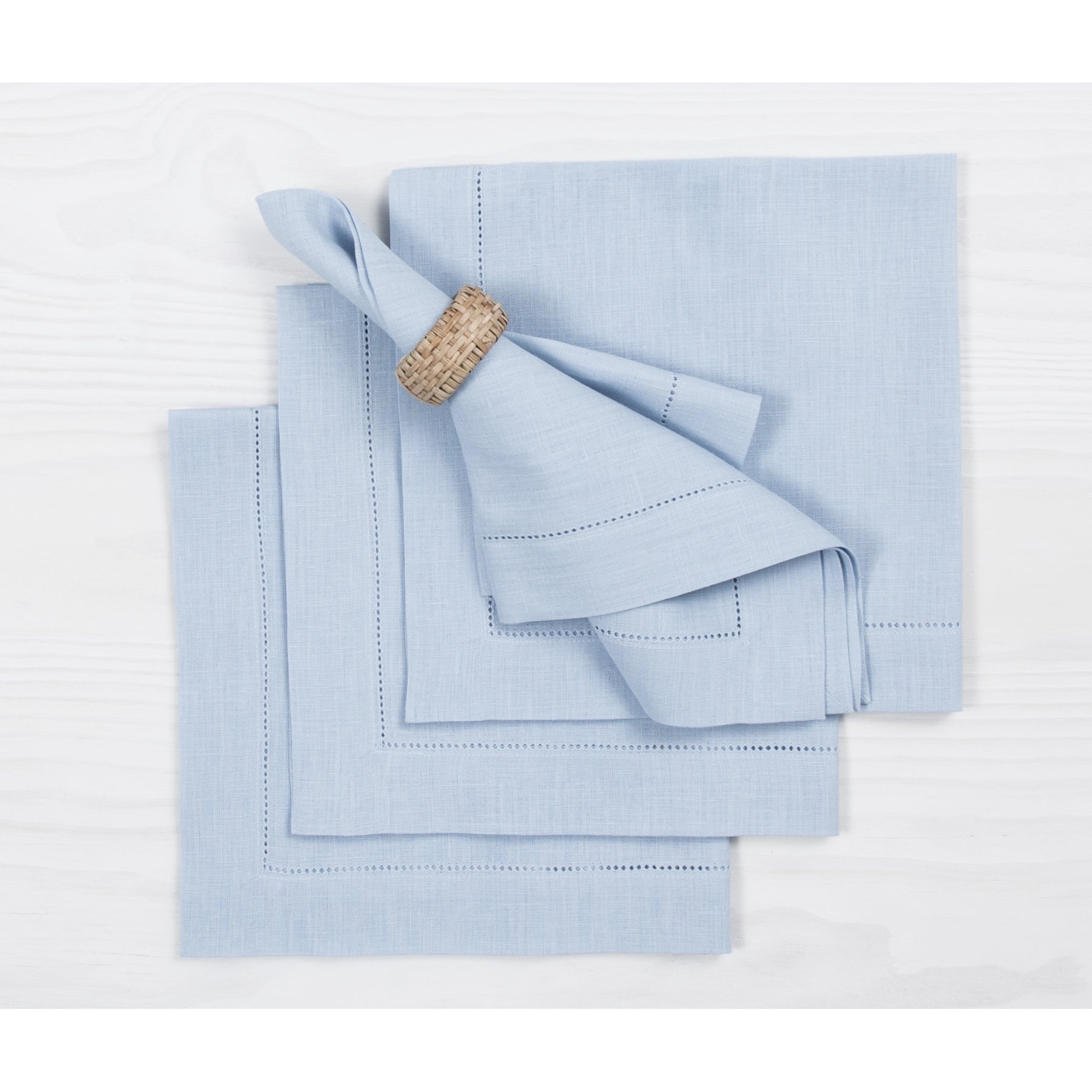 Premium Classic Hemstitch Napkins - 100% Cotton Linen Dinner Napkins for Formal Dining, Weddings & Special Occasions