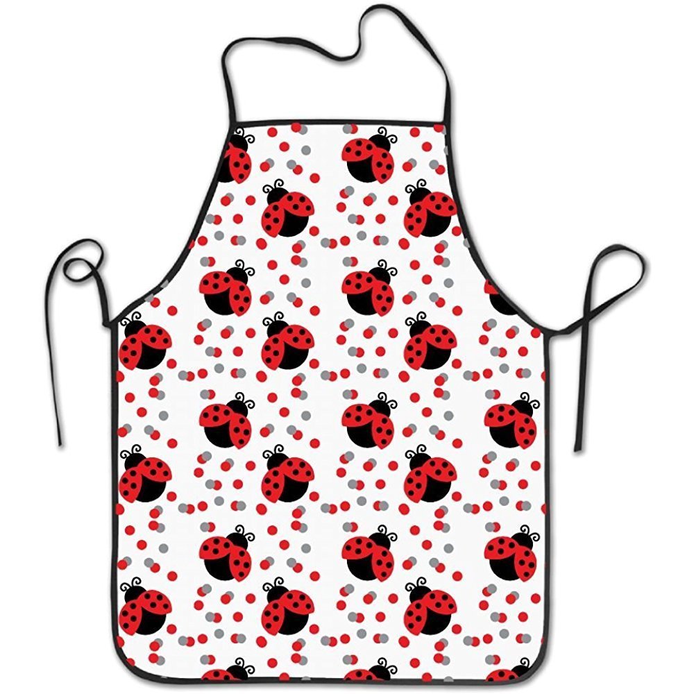 Seamless Spot Red Ladybug Bib Apron - Waterproof Kitchen Apron for Women & Men, Chef Cooking Apron with Adjustable Neck Strap - Perfect for Baking, Grilling, and Home Cooking