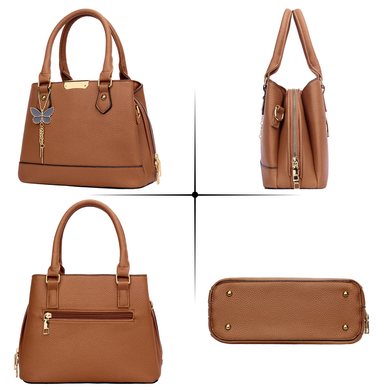 KKXIU Women's Leather Purses & Handbags - Stylish Top Handle Satchel Shoulder Bag with Crossbody Strap - Perfect for Work, Travel & Everyday Use