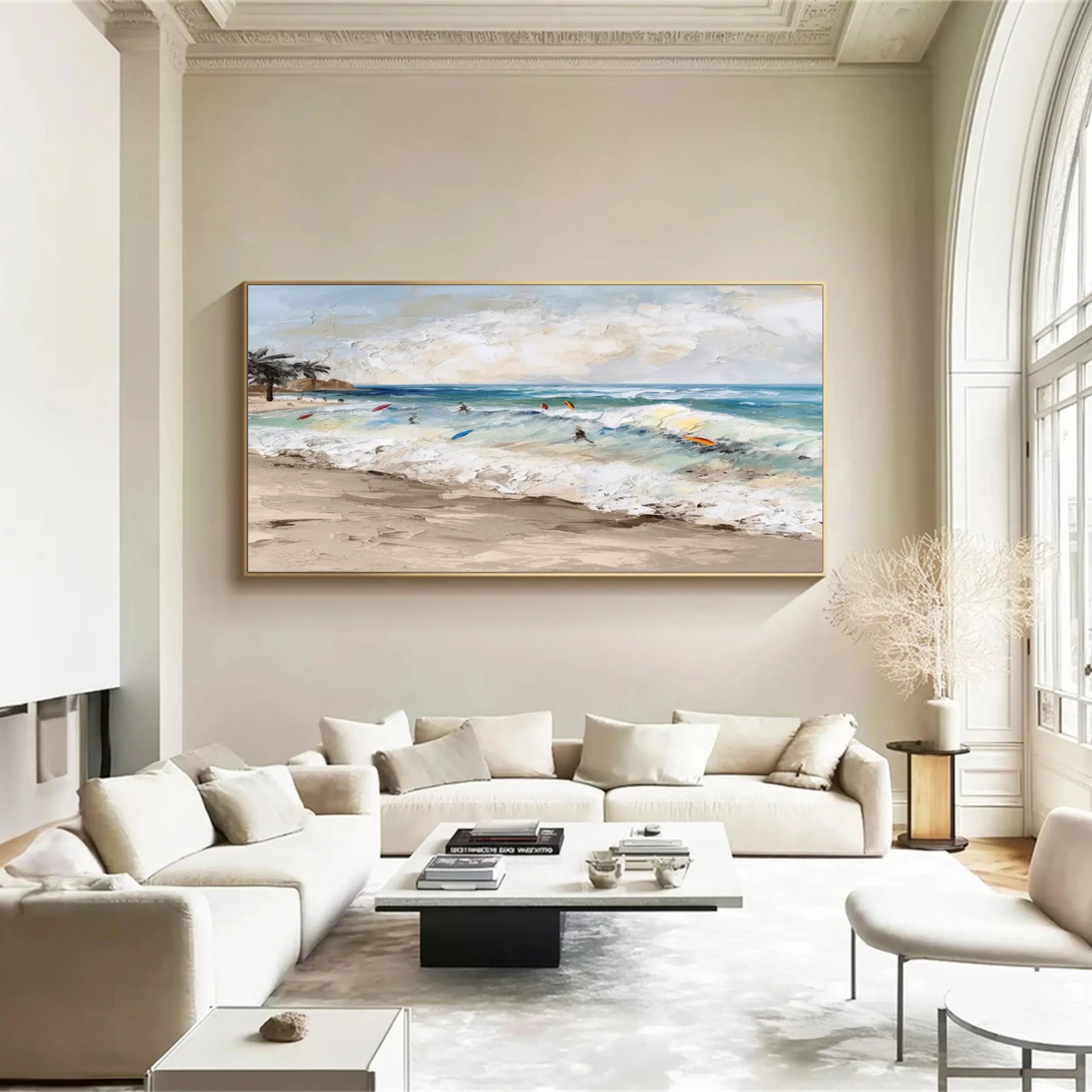Seascape and Snowy Peak Landscape Painting - Premium Wall Art Decor #SP004 - Perfect for Living Room, Bedroom & Office