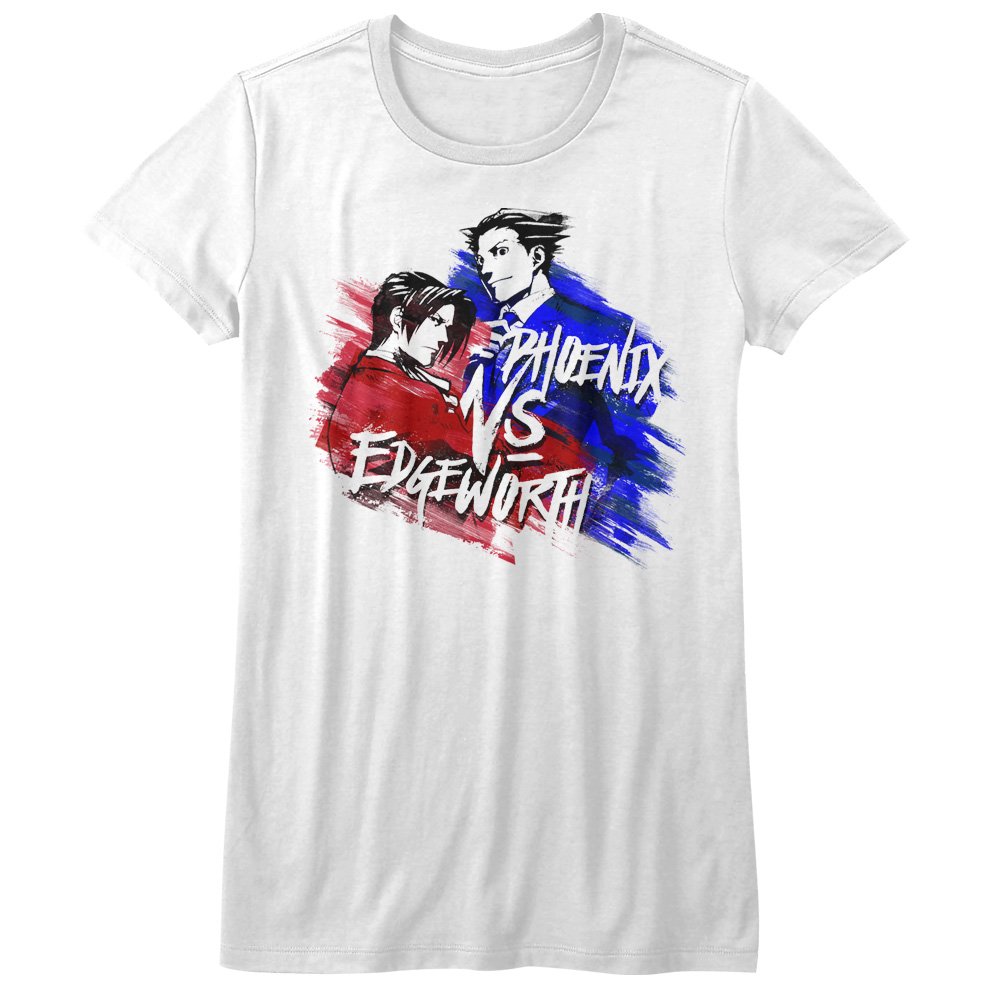 Phoenix Wright vs Miles Edgeworth Ace Attorney Gaming T-Shirt - White Cotton Tee for Fans & Cosplay - Perfect for Conventions, Gaming Events & Casual Wear