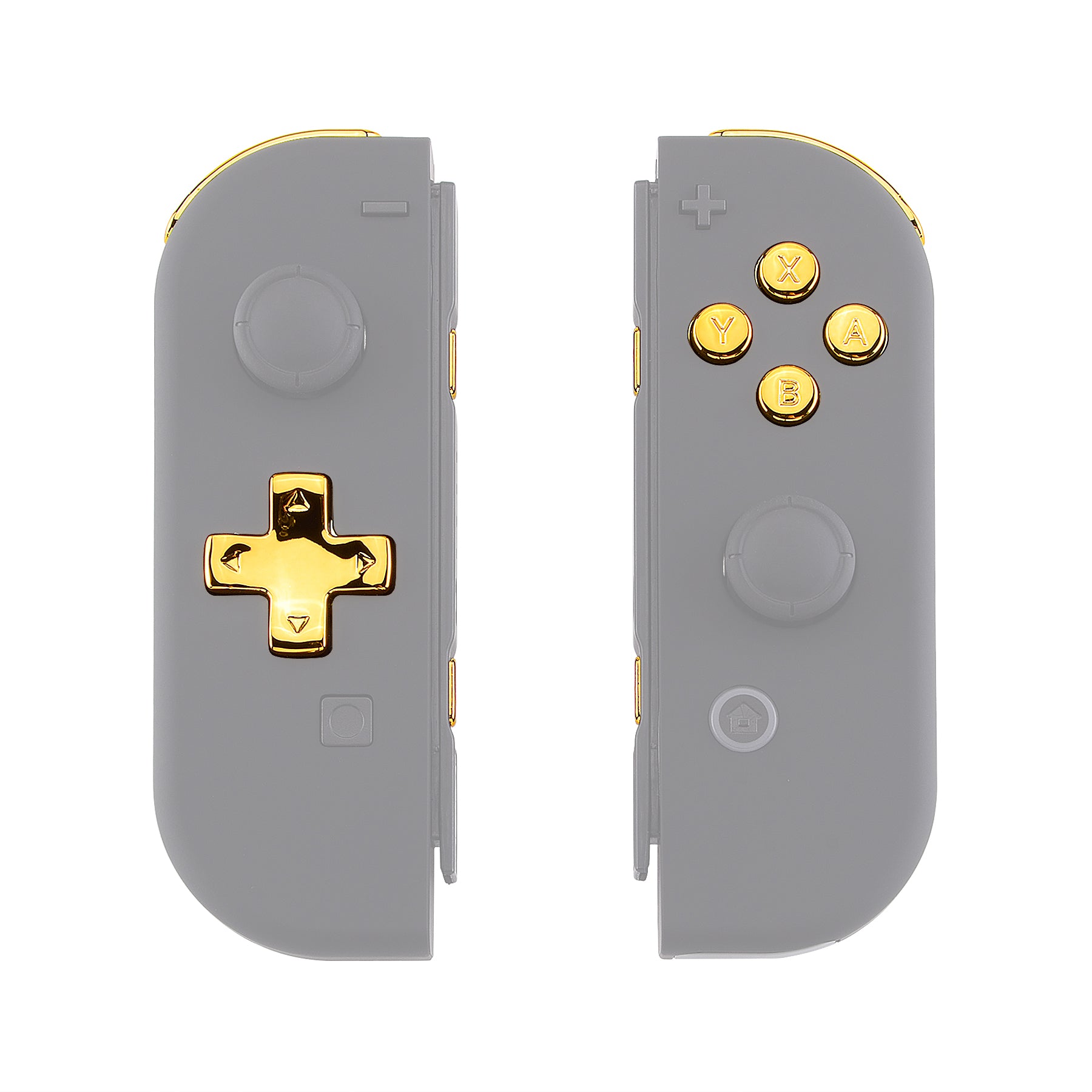 eXtremeRate Chrome Gold D-Pad ABXY Buttons & Trigger Set for Nintendo Switch Joy-Con & OLED - Replacement Buttons Kit with Springs (D-Pad Fits eXtremeRate Shell Only) - Perfect for Gaming, DIY Repairs & Controller Customization