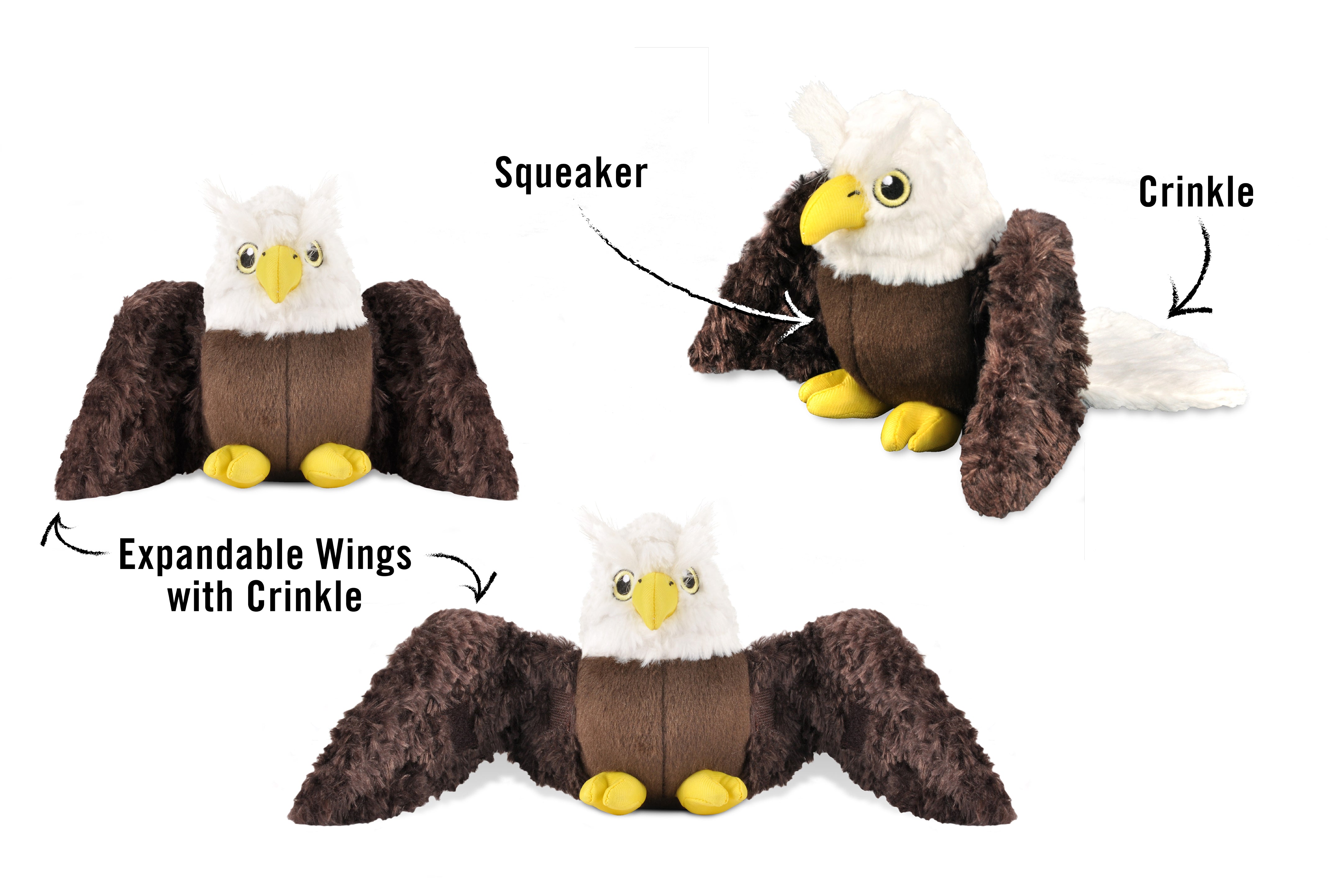 Edgar the Eagle Plush Dog Toy - Fetching Flock™ Chew-Resistant Squeaky Stuffed Animal for Medium & Large Dogs | Perfect for Fetch, Tug-of-War & Cuddling | Pet P.L.A.Y.