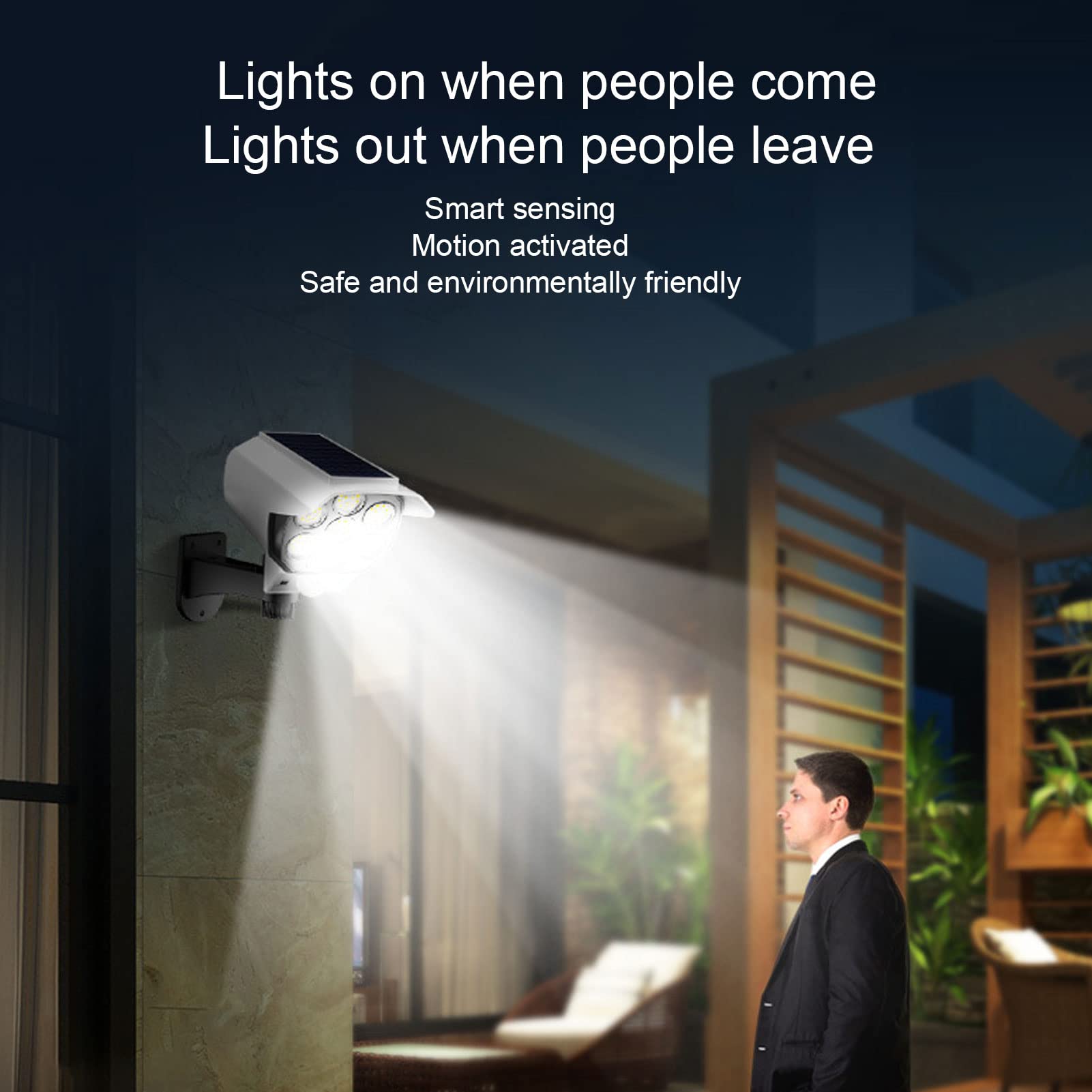 Fake Solar Security Camera Light - Dummy Surveillance Camera with LED Blinking Light - Solar Powered Outdoor Fake CCTV for Home & Business Security - Ideal for Deterring Burglars & Intruders