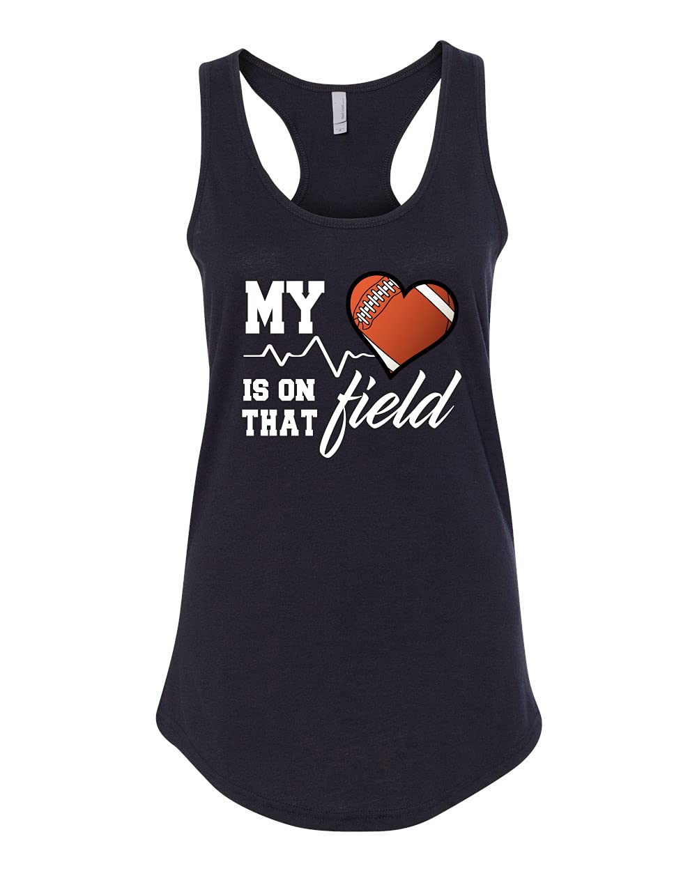 My Heart is On That Football Field - Sports Ladies Racerback Tank Top for Women - Comfortable Workout & Gym Shirt for Running, Yoga, Fitness