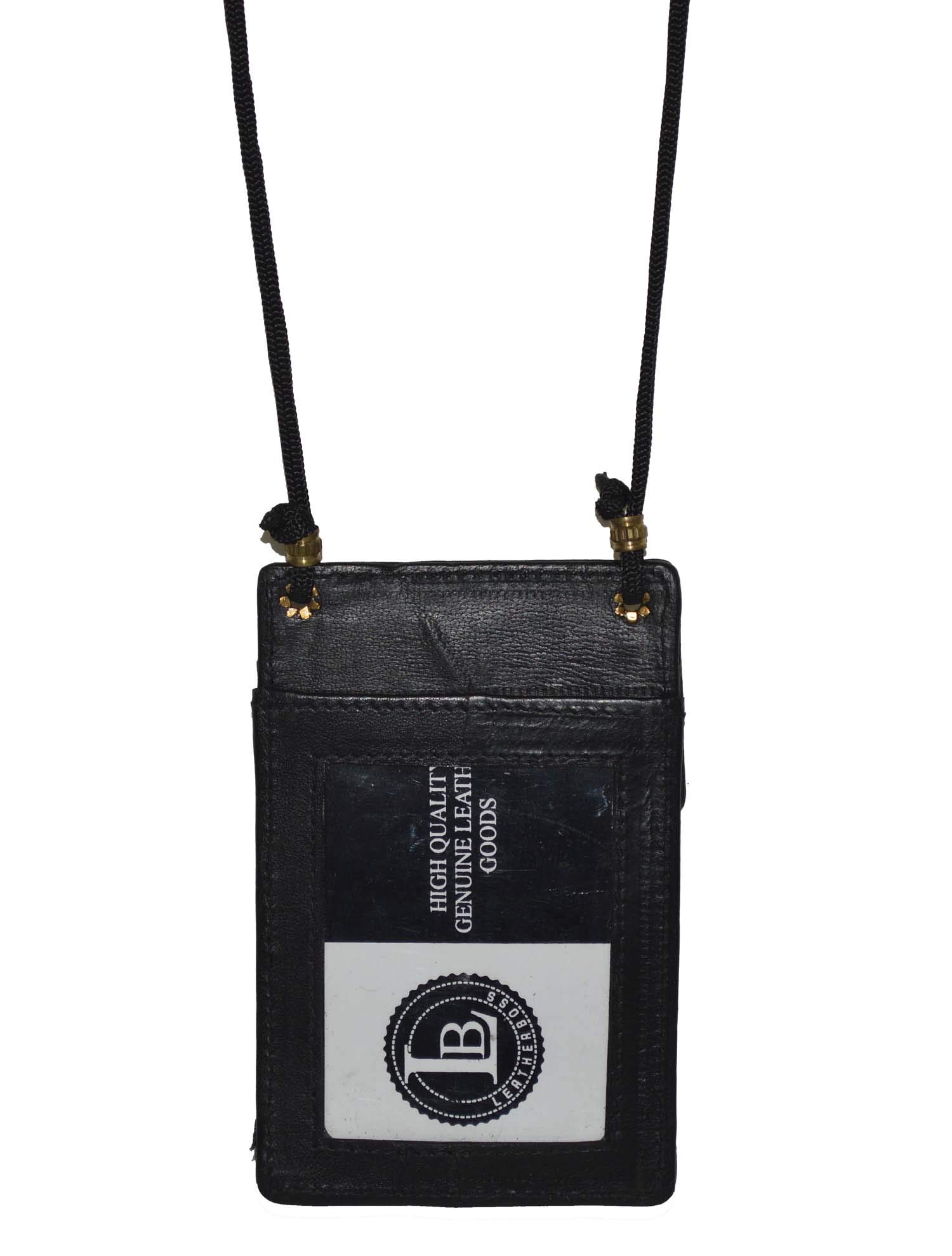 Premium Mw561rbk Black Leather ID & Business Card Holder Neck Lanyard - Perfect for Office, Events, and Travel Accessories