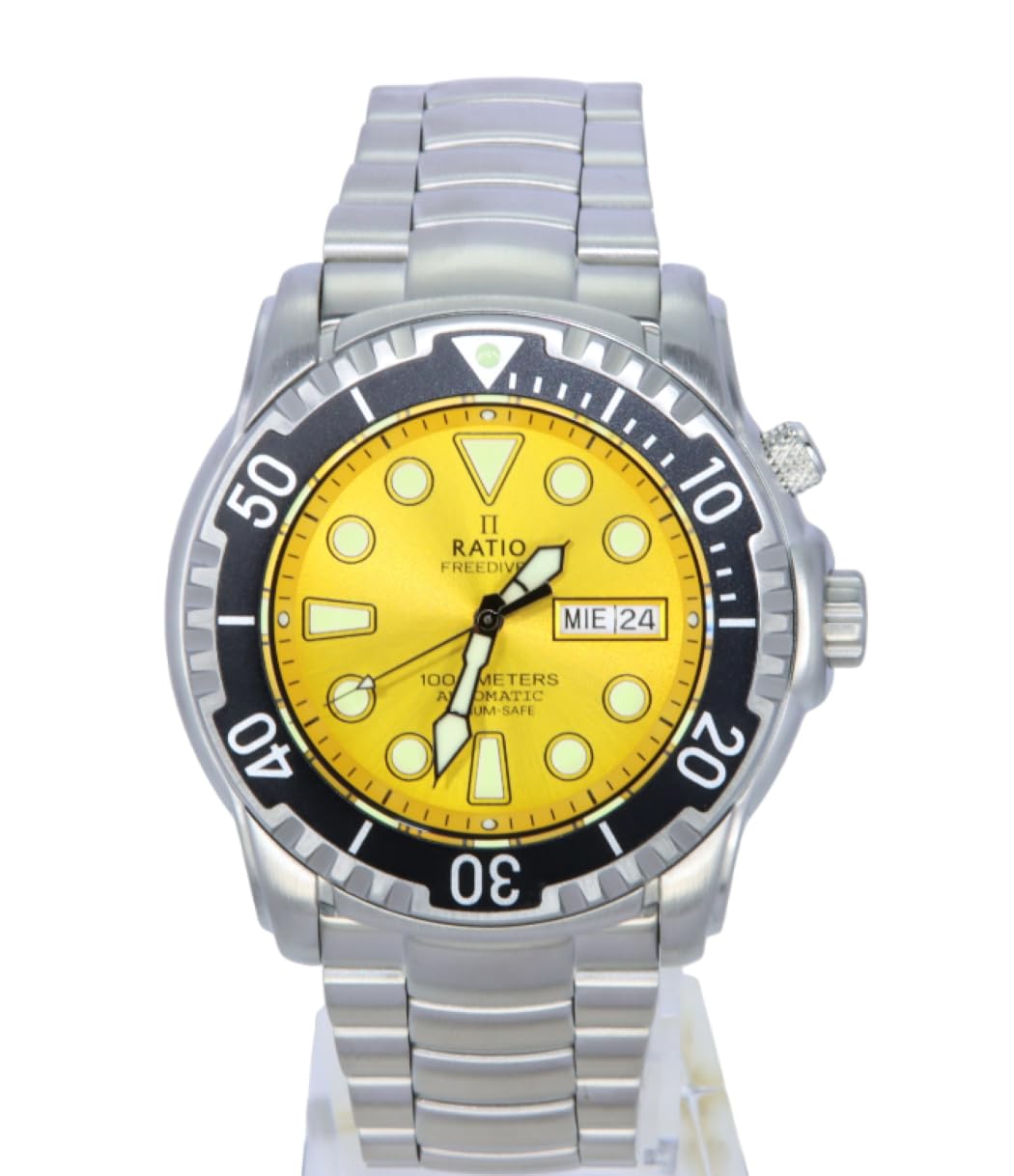 RATIO FreeDiver Helium-Safe Automatic Diving Watch for Men - 1000M Water Resistant, Sapphire Crystal, Professional Dive Watch | Perfect for Scuba Diving, Deep Sea Exploration & Water Sports