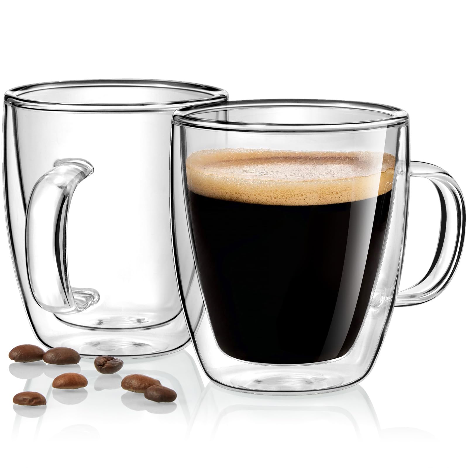 Premium Double Wall Glass Espresso Cups Set of 2 - 5.5oz Insulated Espresso Shot Glasses for Home & Cafe Use - Clear Heat-Resistant Cups Perfect for Espresso Machines & Coffee Accessories - Ideal for Italian Coffee, Latte Art & After-Dinner Drinks