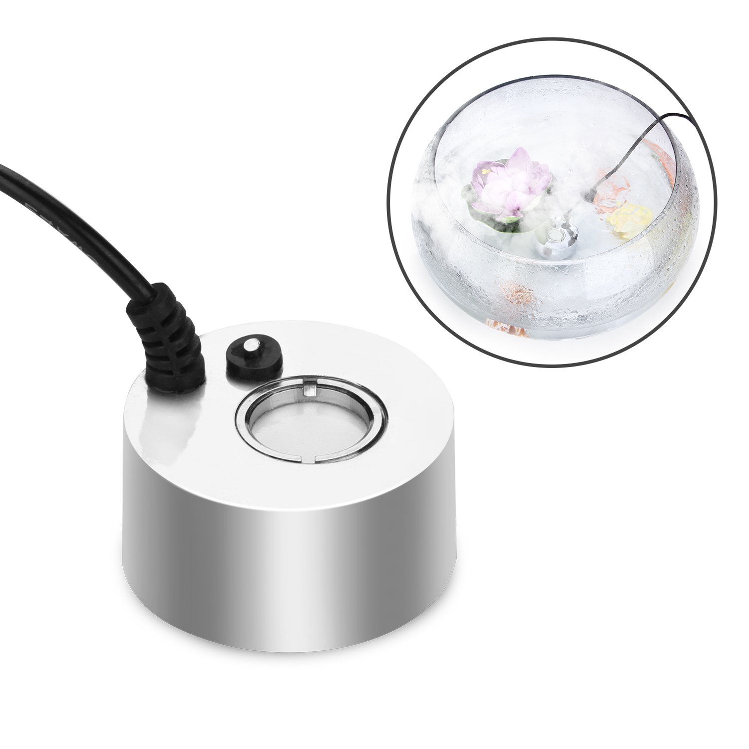 AGPTEK® 400mL/H Aluminum Mini Mist Maker Fogger - Portable Water Fountain Pond Fog Machine with Atomizer for Home, Office, and Garden Humidification | Perfect for Indoor Plants, Aquariums, and Decorative Fountains