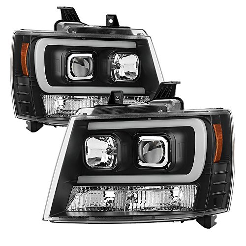 High-Performance LED Tube DRL Headlights for Chevy Avalanche 2007-2014 | Black/Clear Lens | Daytime Running Lights | Enhanced Visibility & Style for Night Driving & Off-Road Adventures
