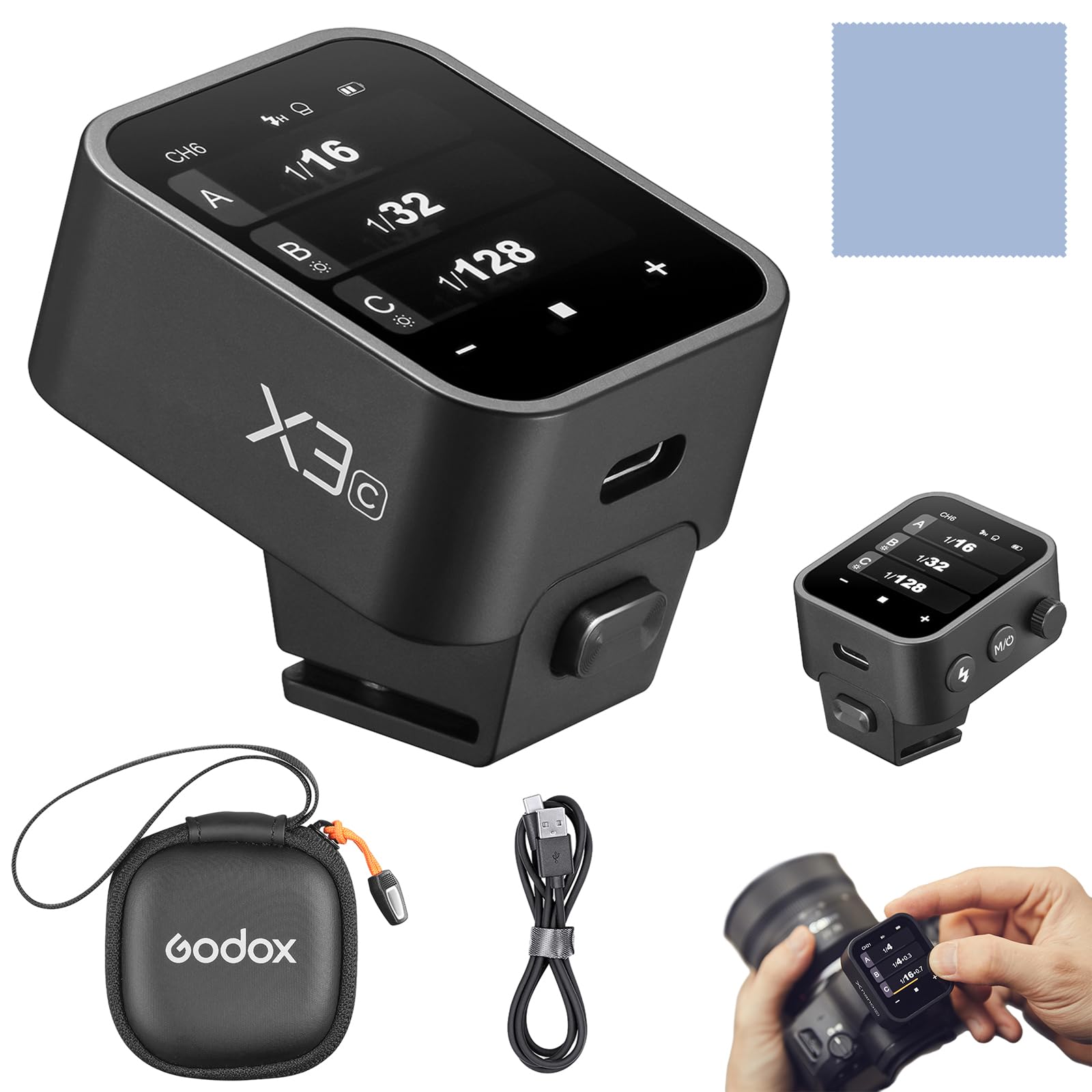 Godox X3C 2.4G Wireless Flash Trigger Transmitter for Canon Cameras - TTL Autoflash, Large OLED Touchscreen, 32 Channels, 16 Groups, USB Port - Perfect for Studio Photography, Wedding Shoots & Outdoor Flash Photography