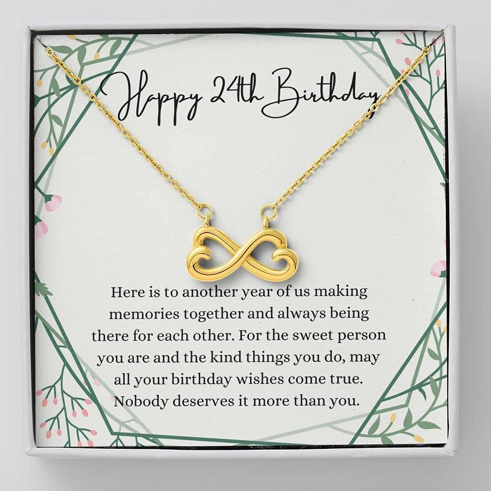Personalized Infinity Heart Necklace with Message Card - Handmade 24th Birthday Gift for Women - Thoughtful Present for Daughter, Girlfriend or Wife - Perfect for Birthdays, Anniversaries & Special Occasions