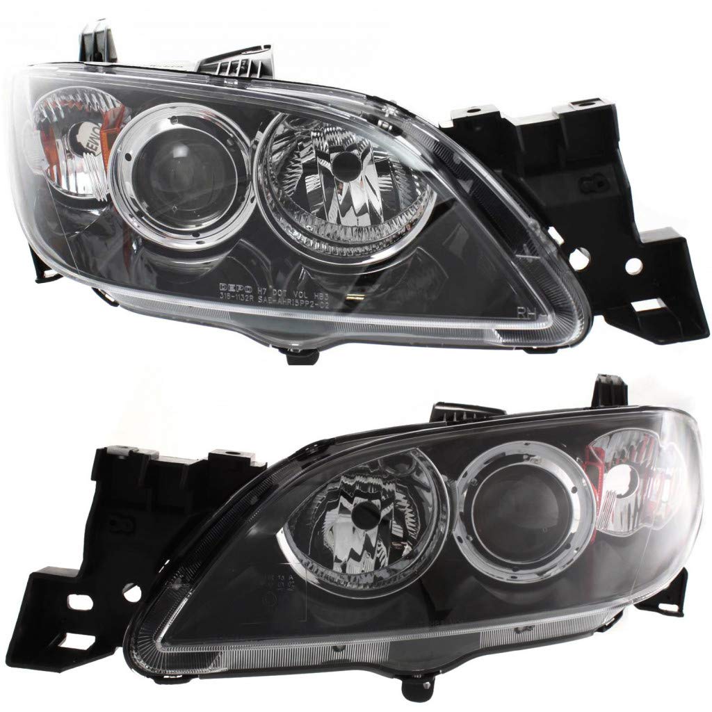 2004-2009 Mazda 3 Sedan Headlight Assembly - CAPA Certified Replacement for MA2518108 & MA2519108 (Driver & Passenger Side) | CarLights360 | Perfect for Night Driving & Foggy Conditions