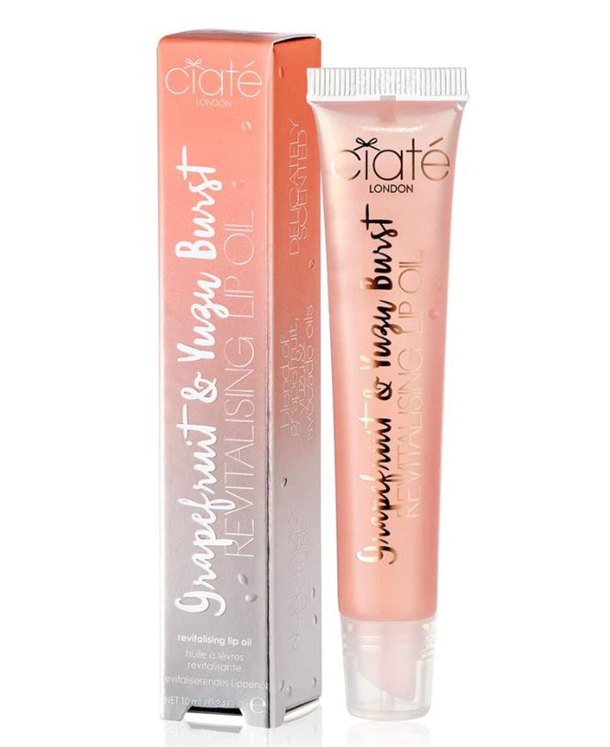 Fruit Burst Hydrating Lip Oil - 0.34 Fl Oz with Jojoba, Avocado & Castor Oil - Nourishing Moisturizing Lip Treatment for Dry Lips - Vegan, Gluten Free - Yuzu Grapefruit Flavor - Perfect for Daily Hydration & Nighttime Lip Care