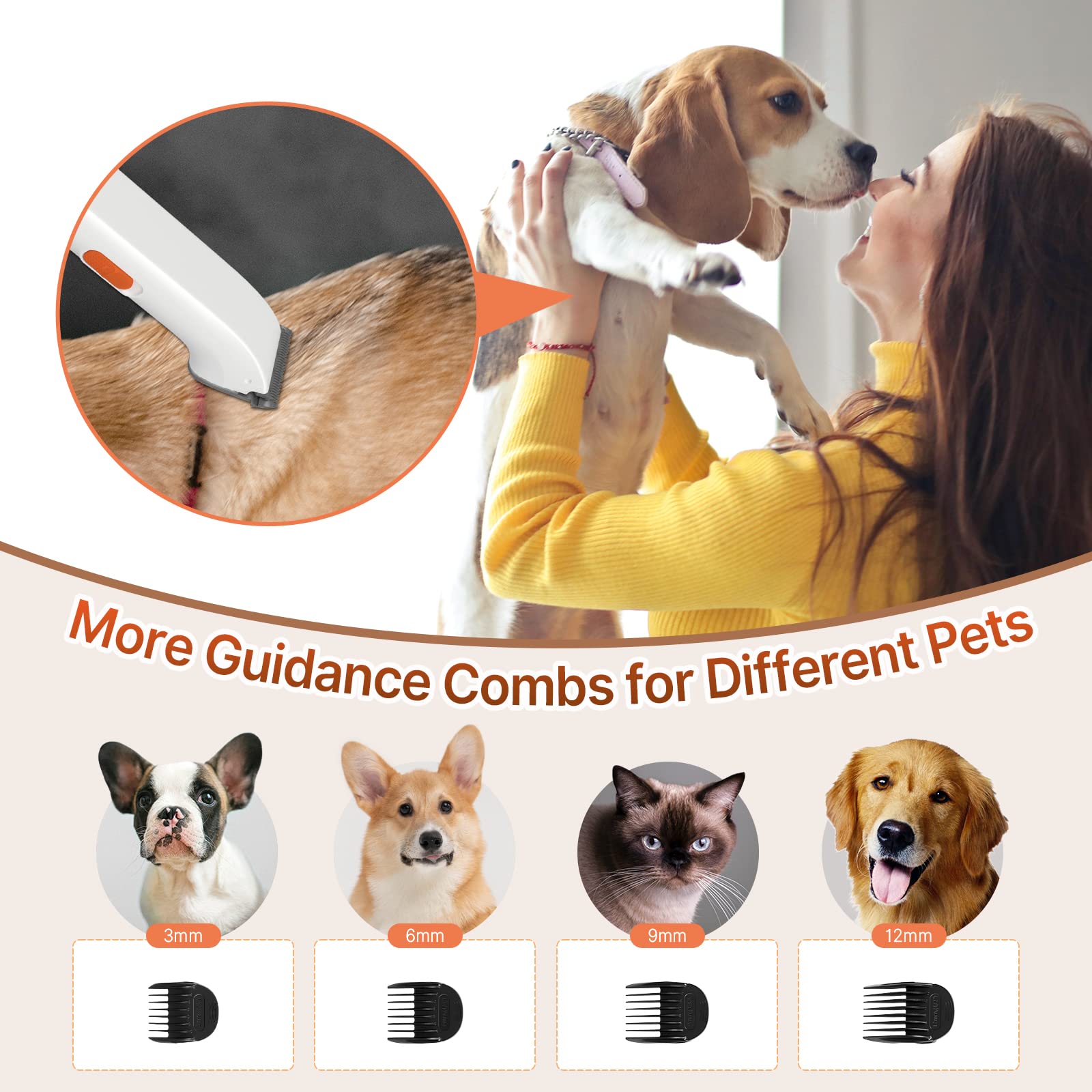 Pet Hair Vacuum Groomer for Dogs & Cats - 1.5L Capacity, 3 Adjustable Suction Modes, Low Noise - Perfect for Home Grooming, Shedding Control & Pet Hair Removal
