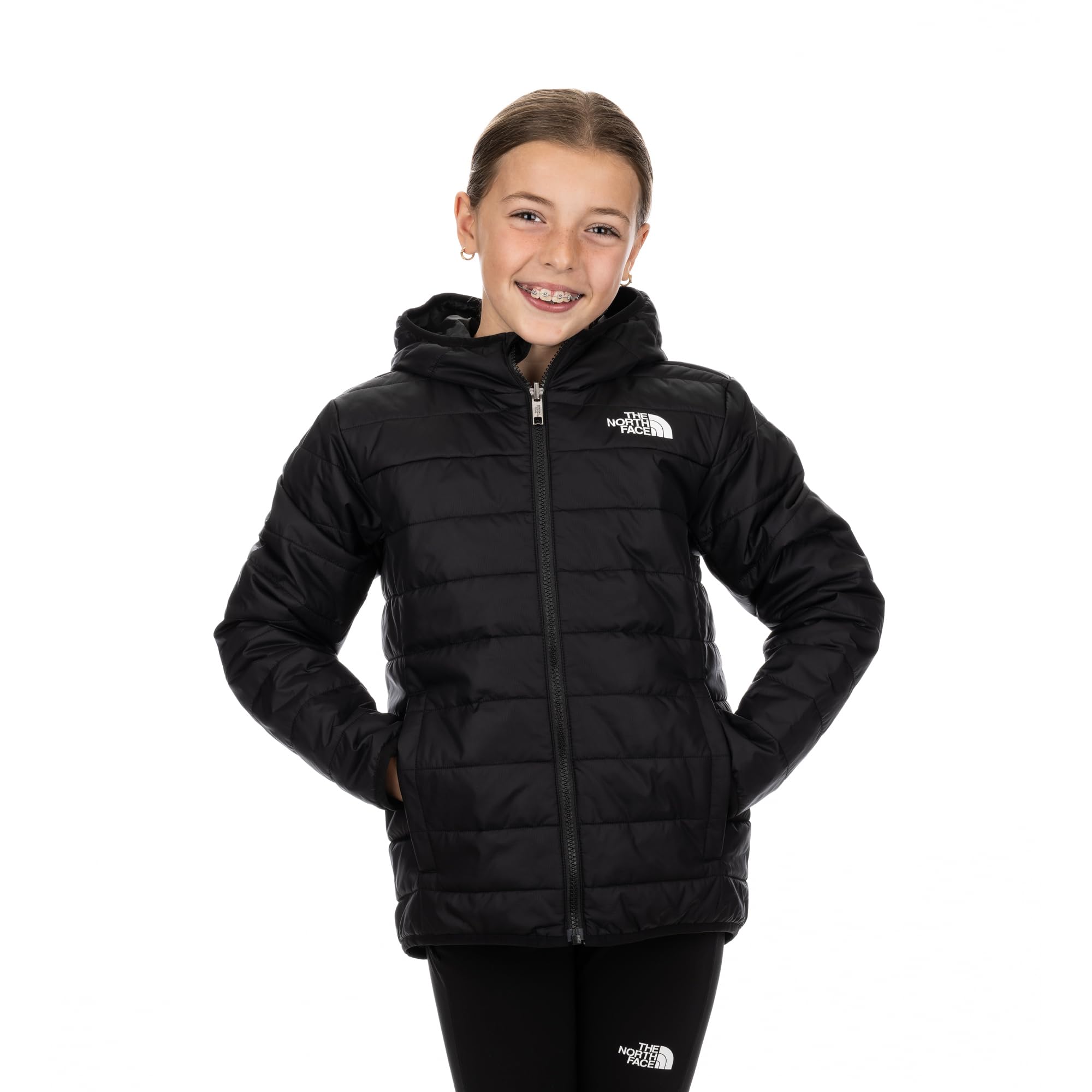 The North Face Big Kids' Eclipse Reversible Insulated Jacket - TNF Black, Small | Warm Winter Coat for Boys & Girls | Outdoor Activities & School Wear