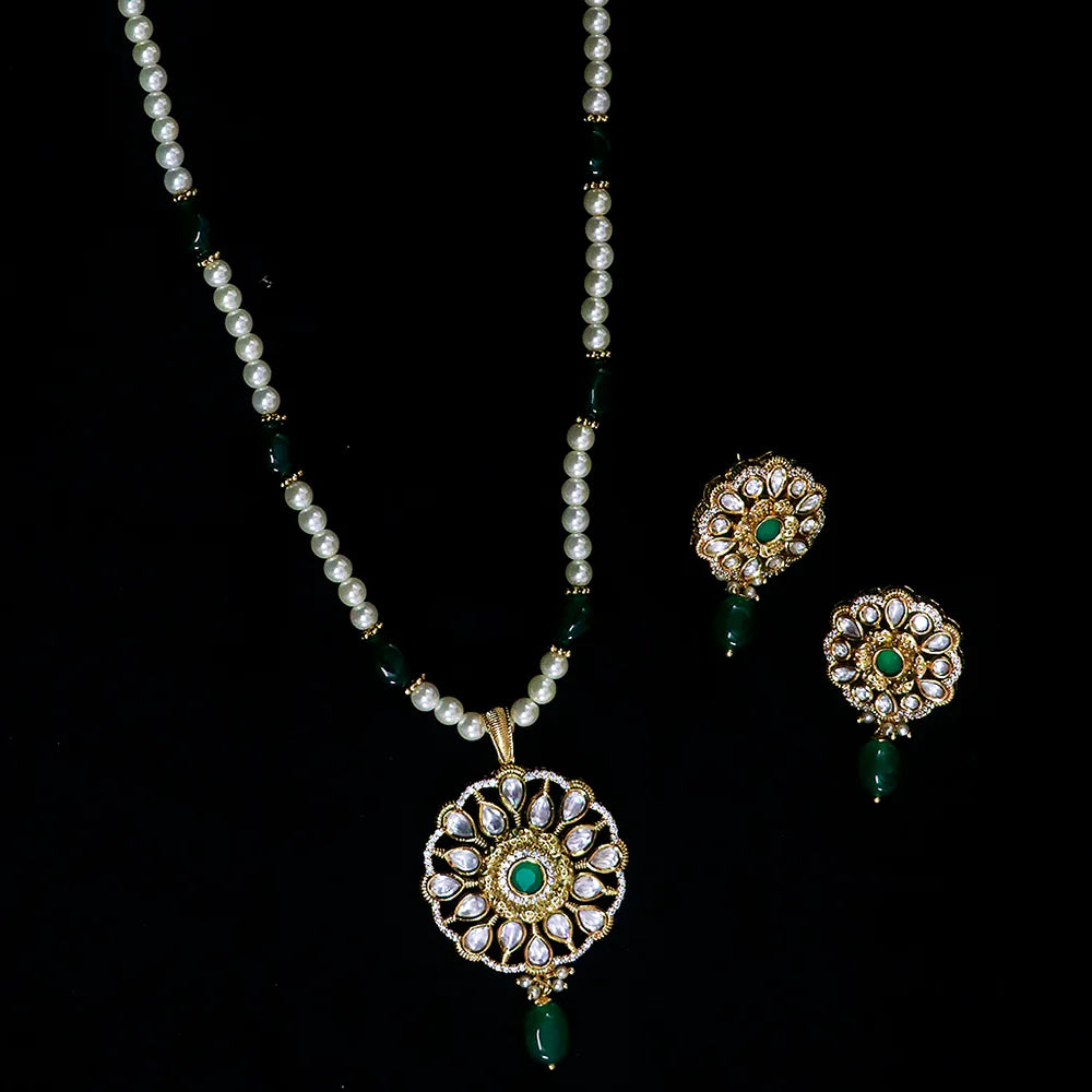 Elegant Designer Gold Plated Royal Kundan Pendant Set (D548) - Perfect for Weddings, Parties & Special Occasions