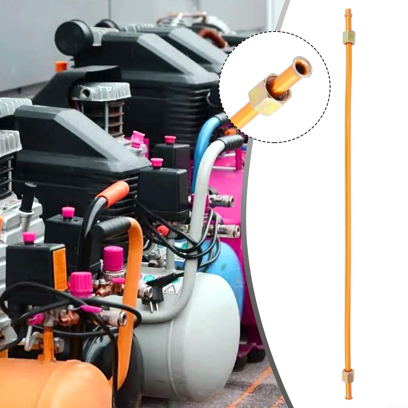 400mm Copper Plated Aluminum Air Compressor Exhaust Tube - Durable Copper Tone Replacement for HVAC Systems - Aluminum & Copper Construction - Easy Installation for Industrial & Automotive Use