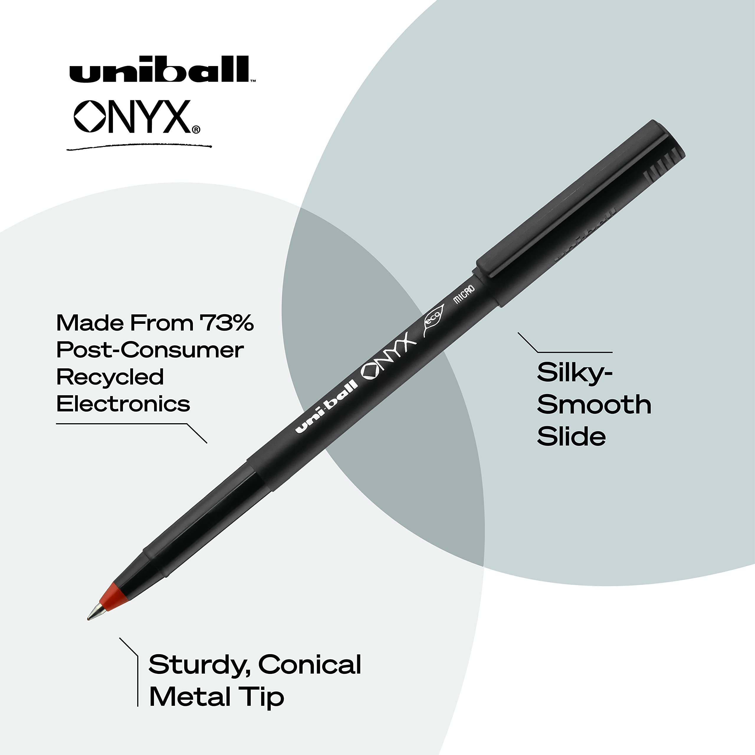 Uni-Ball Onyx Rollerball Stick Pen 12 Pack - 0.7mm Fine Point Red Gel Ink Pens for Smooth Writing | Office Supplies, School, Note Taking, Journaling & Gift Giving