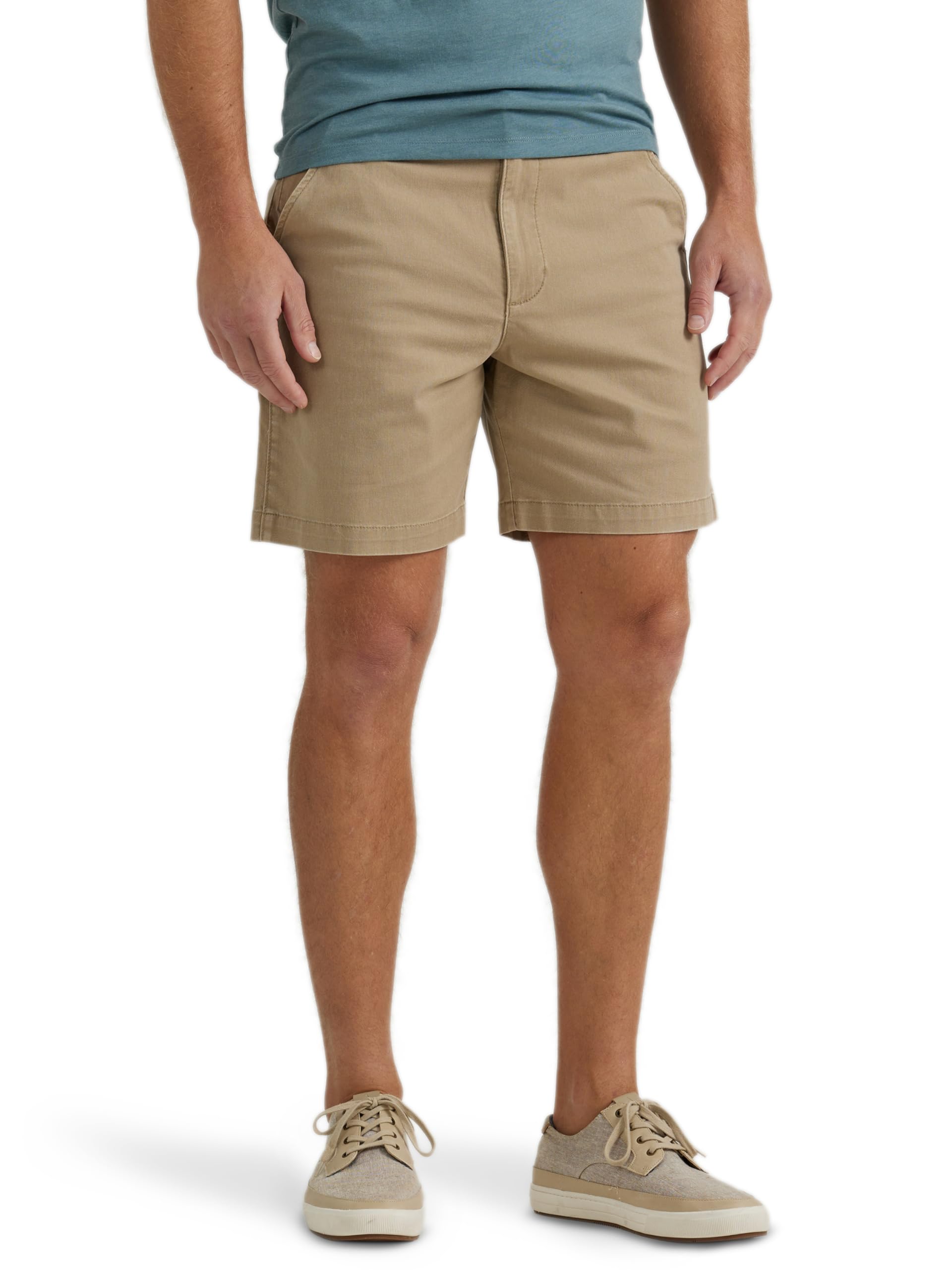 Wrangler Authentics Men's Flat Front Shorts - Comfortable Casual Stretch Denim Shorts for Summer, Outdoor Activities & Everyday Wear