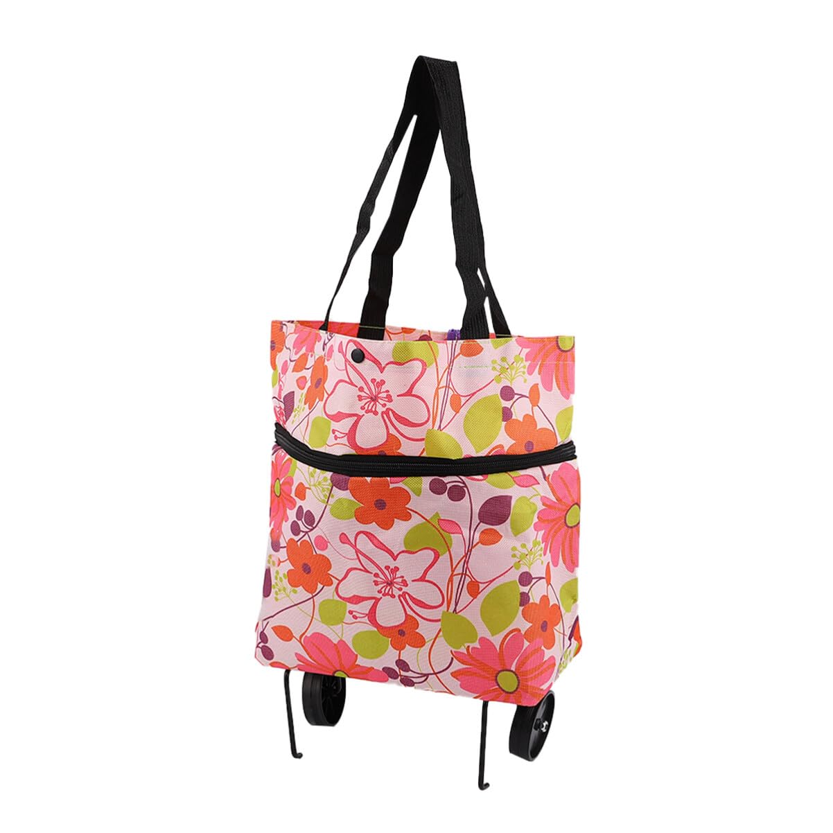 STOBOK Foldable Grocery Cart Bag - Durable Oxford Fabric Shopping Trolley with Wheels for Supermarket, Farmers Market & Home Use