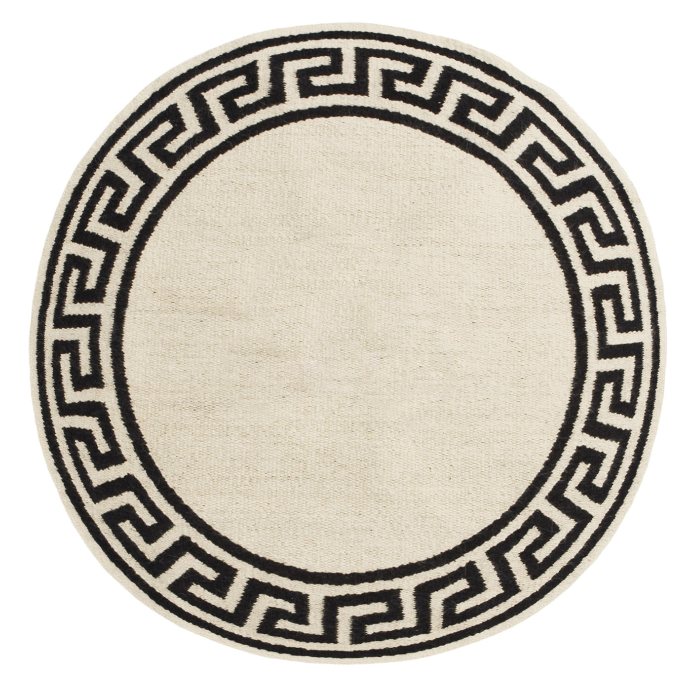 Greek Key Border Flatweave Round Rug - Handwoven Jute Area Rug for Living Room, Bedroom & Dining Room - Boho Chic Home Decor for Modern & Traditional Interiors