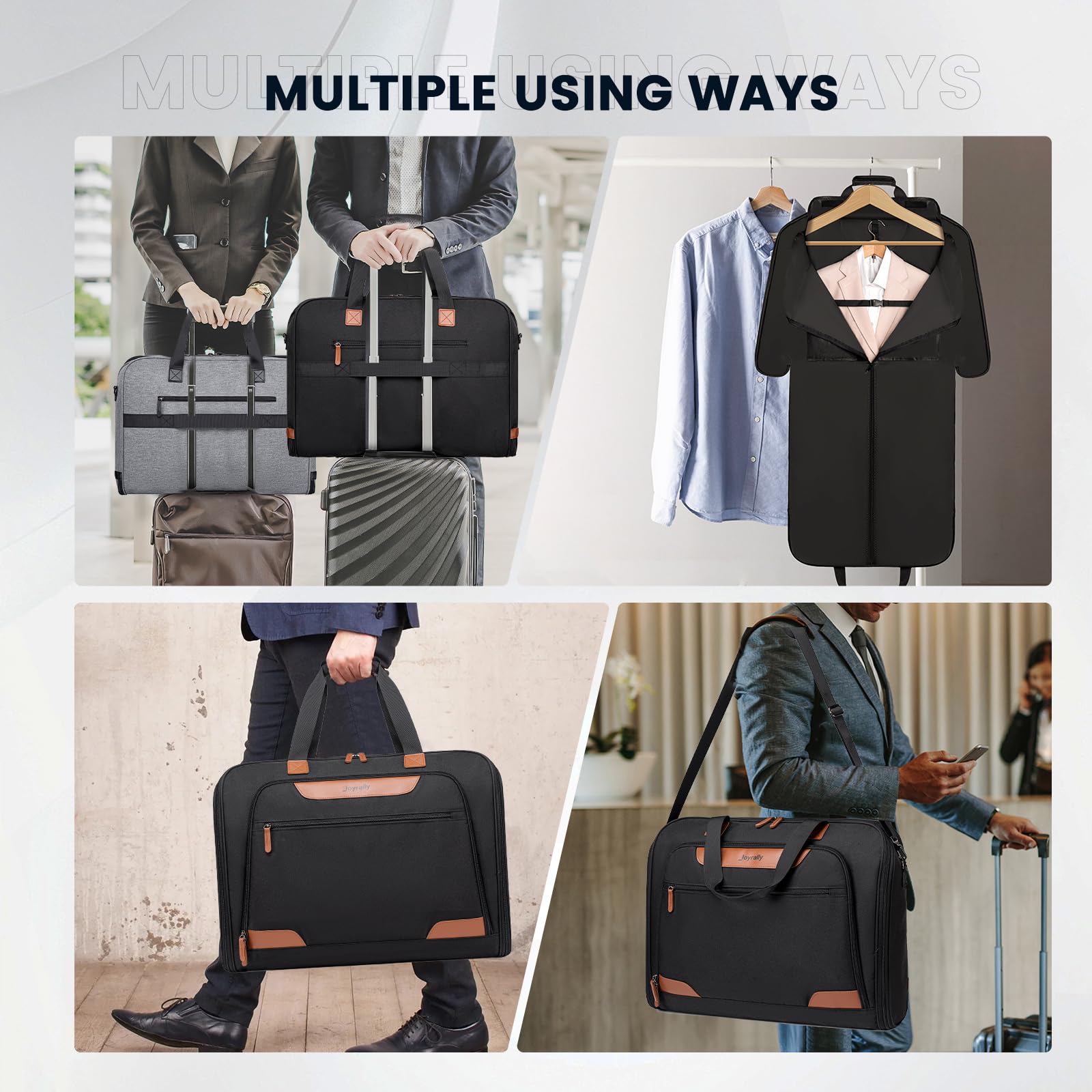Premium Foldable Travel Garment Bag for Men & Women - Wrinkle-Free Carry-On Suit Bag with Adjustable Shoulder Strap - Perfect for Business Trips, Weddings & Formal Events (Black)