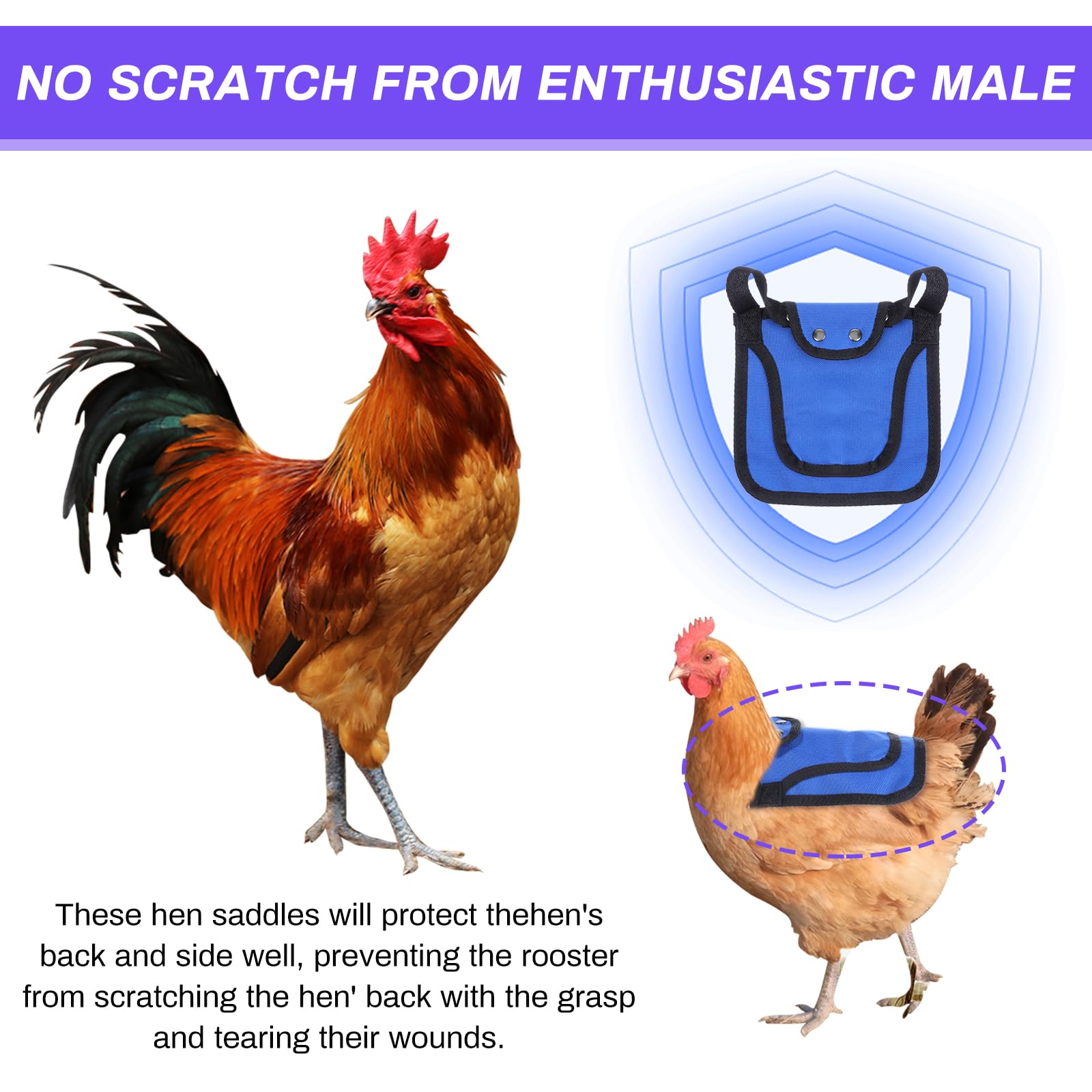 6 Pcs Adjustable Chicken Saddle Apron - Hen Back & Side Protector with Comfortable Straps | Feather Protection Poultry Accessories for Egg Laying, Rooster Mating & Free Range Hens (Ideal for Backyard Chickens & Small Farms)