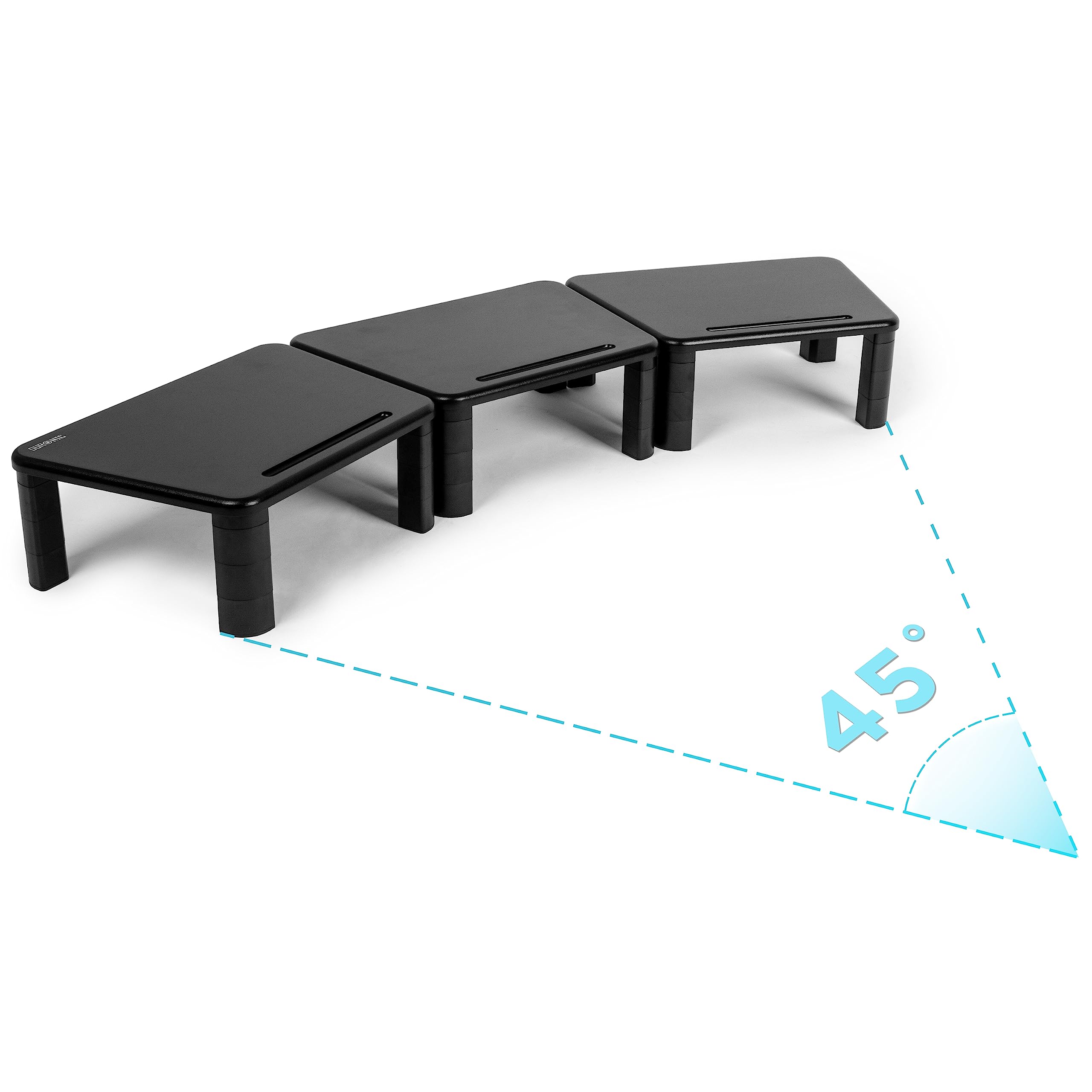 Duronic DM056 Triple Monitor Stand Riser - Adjustable Height Desktop Shelf for 3 PC Screens & Laptops, 22lbs Capacity per Stand (Black) - Perfect for Home Office, Gaming Setup & Workspace Organization
