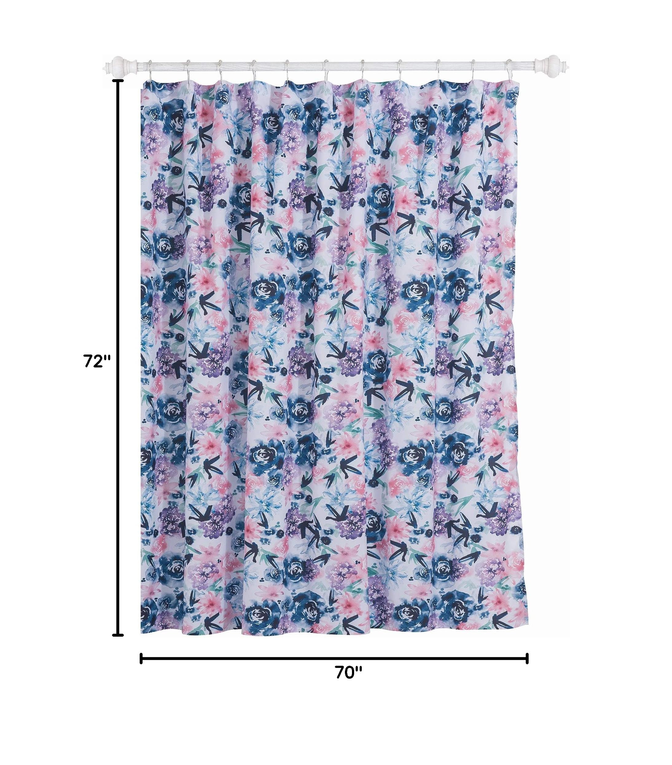 Indigo Rose Shower Curtain - Waterproof Bathroom Decor with Hooks - Perfect for Modern Bathrooms & Spa Retreats