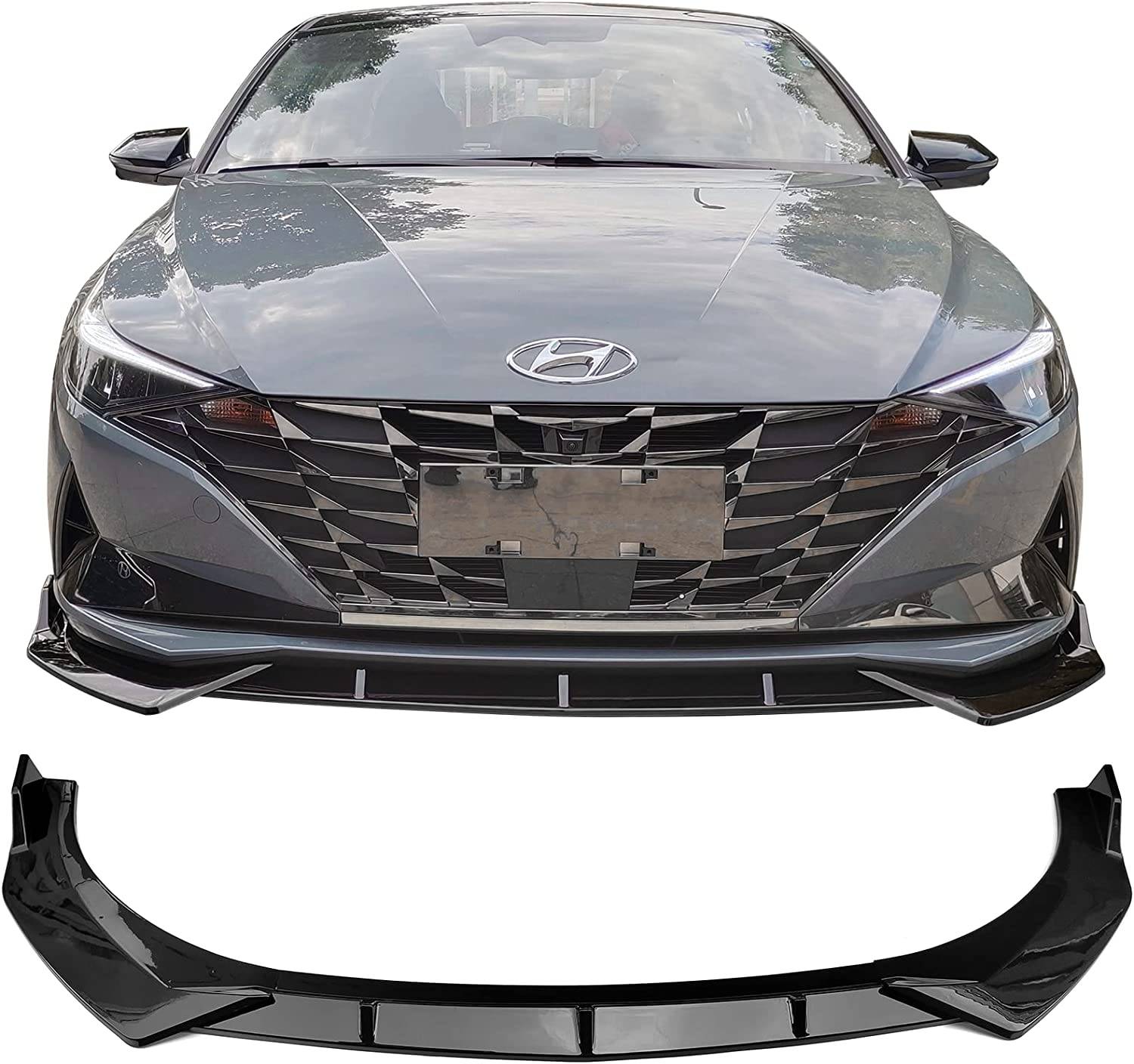 2021-2024 Hyundai Elantra Sedan Front Bumper Lip Spoiler - 3 Piece Style Body Kit for Improved Aerodynamics & Sporty Look - Perfect for Car Enthusiasts & Street Racing