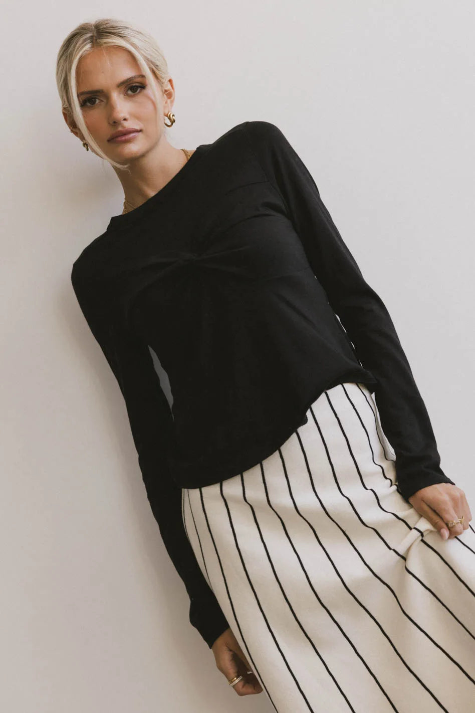 Ariana Twist Front Black Top for Women | Elegant & Stylish Blouse for Casual & Party Wear | Final Sale