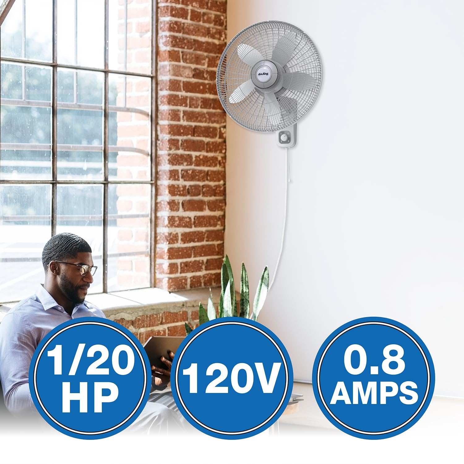 Air King 9018 18-Inch Commercial Grade White Oscillating Wall Mount Fan - Perfect for Restaurants, Warehouses & Home Cooling