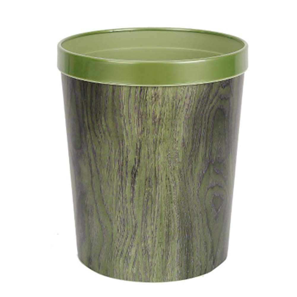 Valink 12L Wood-Grain Trash Can - Durable Plastic Waste Basket for Bathroom, Kitchen, Office & Home Use - European Style Garbage Bin with Sturdy Handle