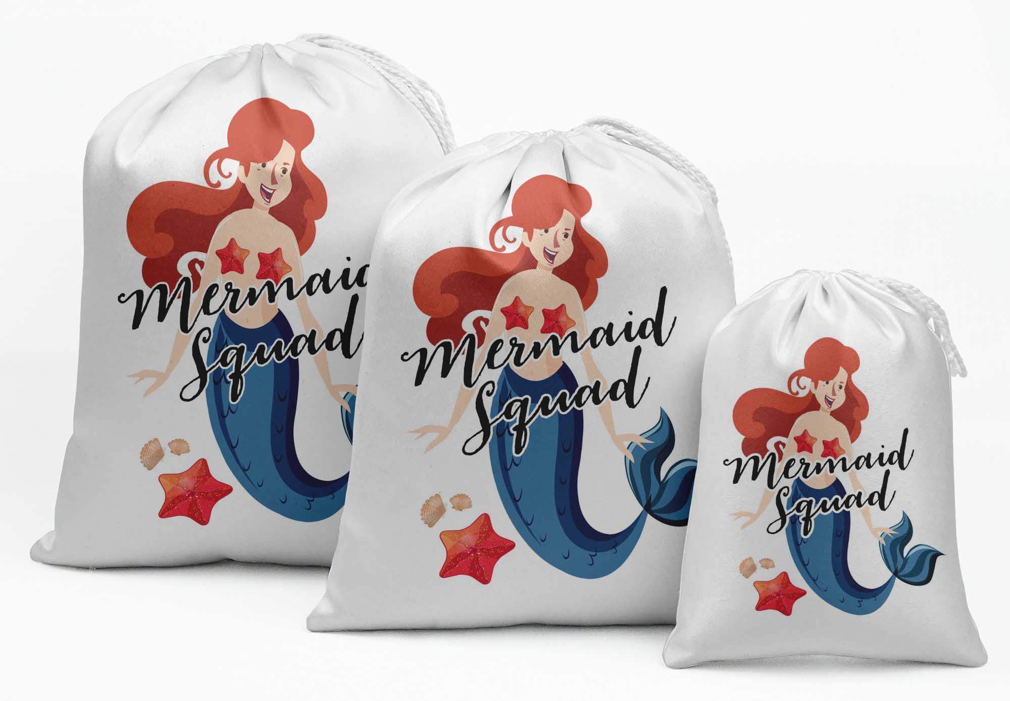 White Mermaid Squad Birthday Party Supplies - 15pcs Favor Candy Bags for Girls' Birthday, Baby Shower & Themed Parties - Perfect for Goodie Bags, Treats & Party Favors