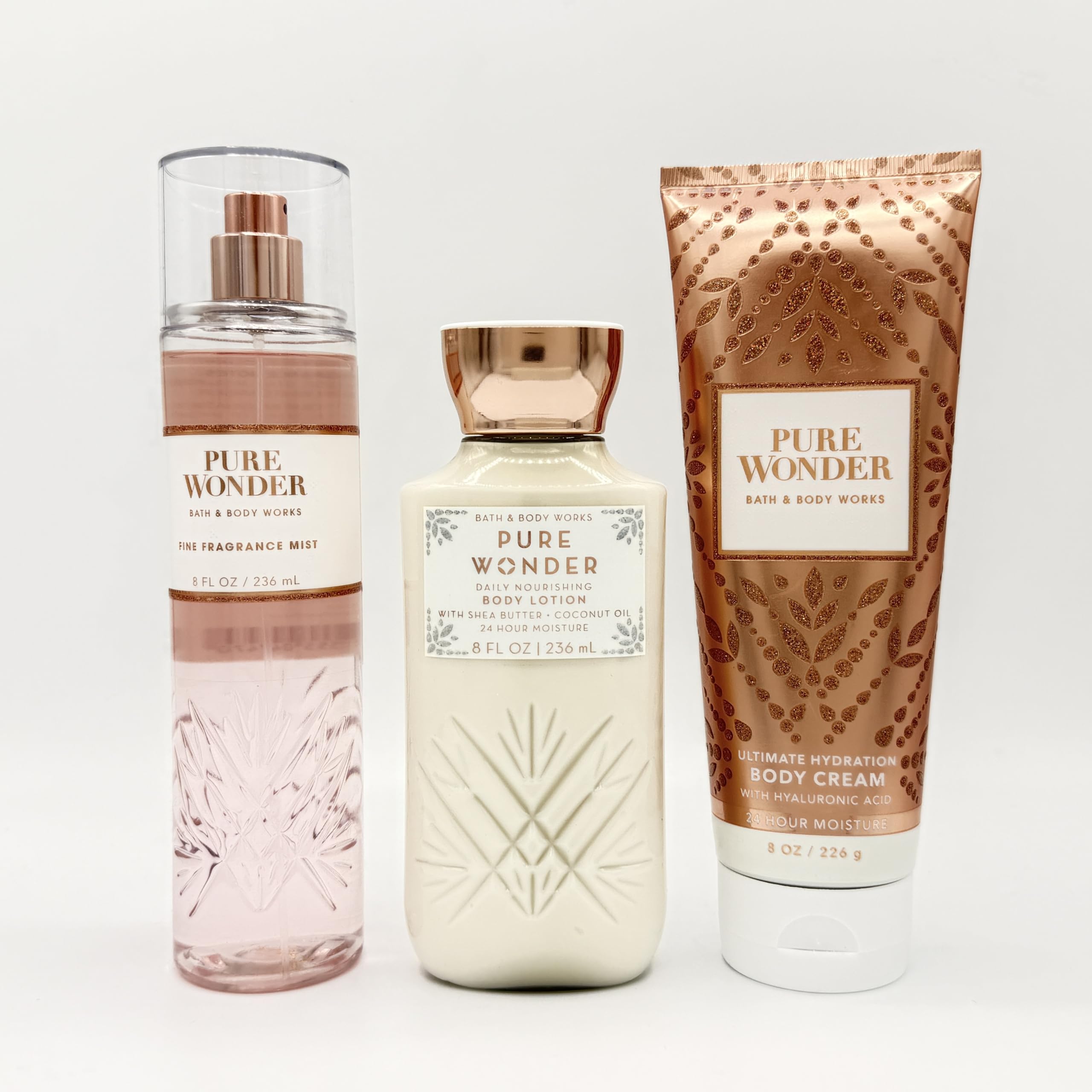 Pure Wonder 3-Piece Unisex Bath & Body Gift Set | Fine Fragrance Mist, Hydrating Body Lotion & Cream (8oz Each) - Moisturizing, Nourishing Skincare for Daily Use, Spa Day & Relaxing Self-Care Routine