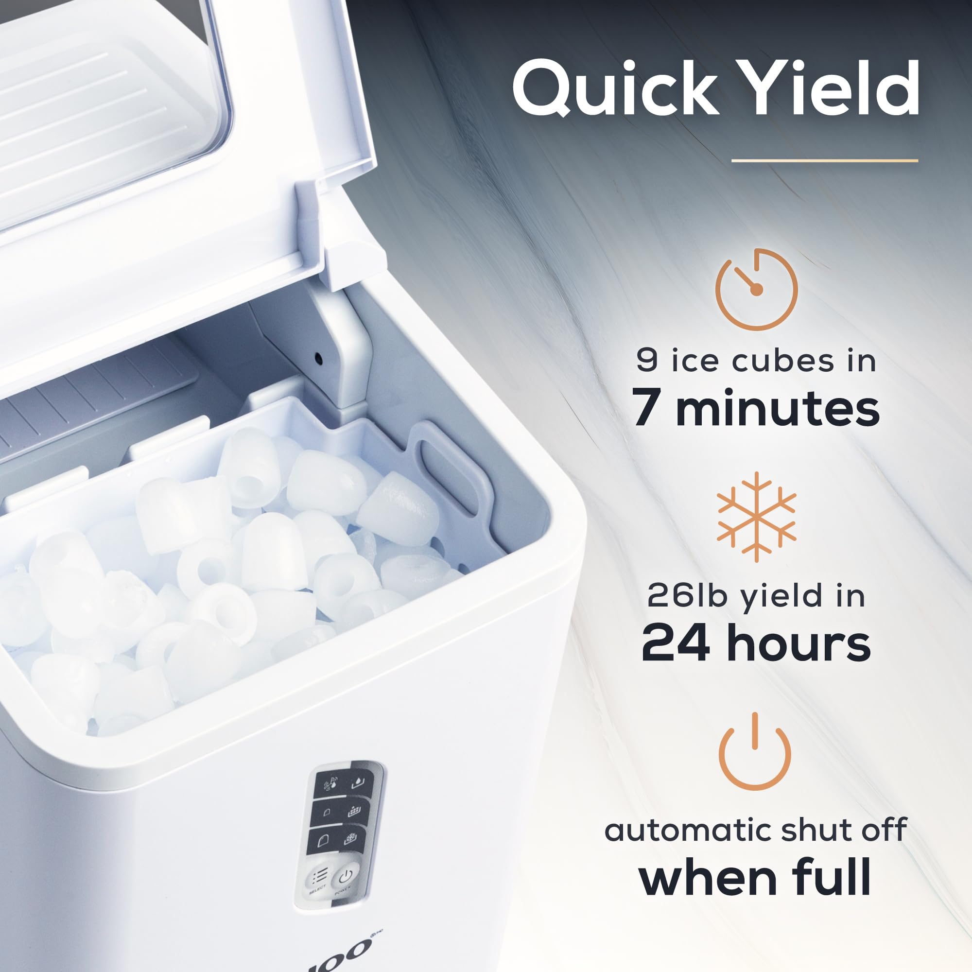 Igloo Automatic Ice Maker Machine - Self-Cleaning Countertop Ice Maker with LED Display, Produces 26 lbs of Ice in 24 Hours (9 Large/Small Cubes in 7 Mins) - Includes Ice Scoop - Perfect for Home, Office, Parties, Cocktails, and Beverages