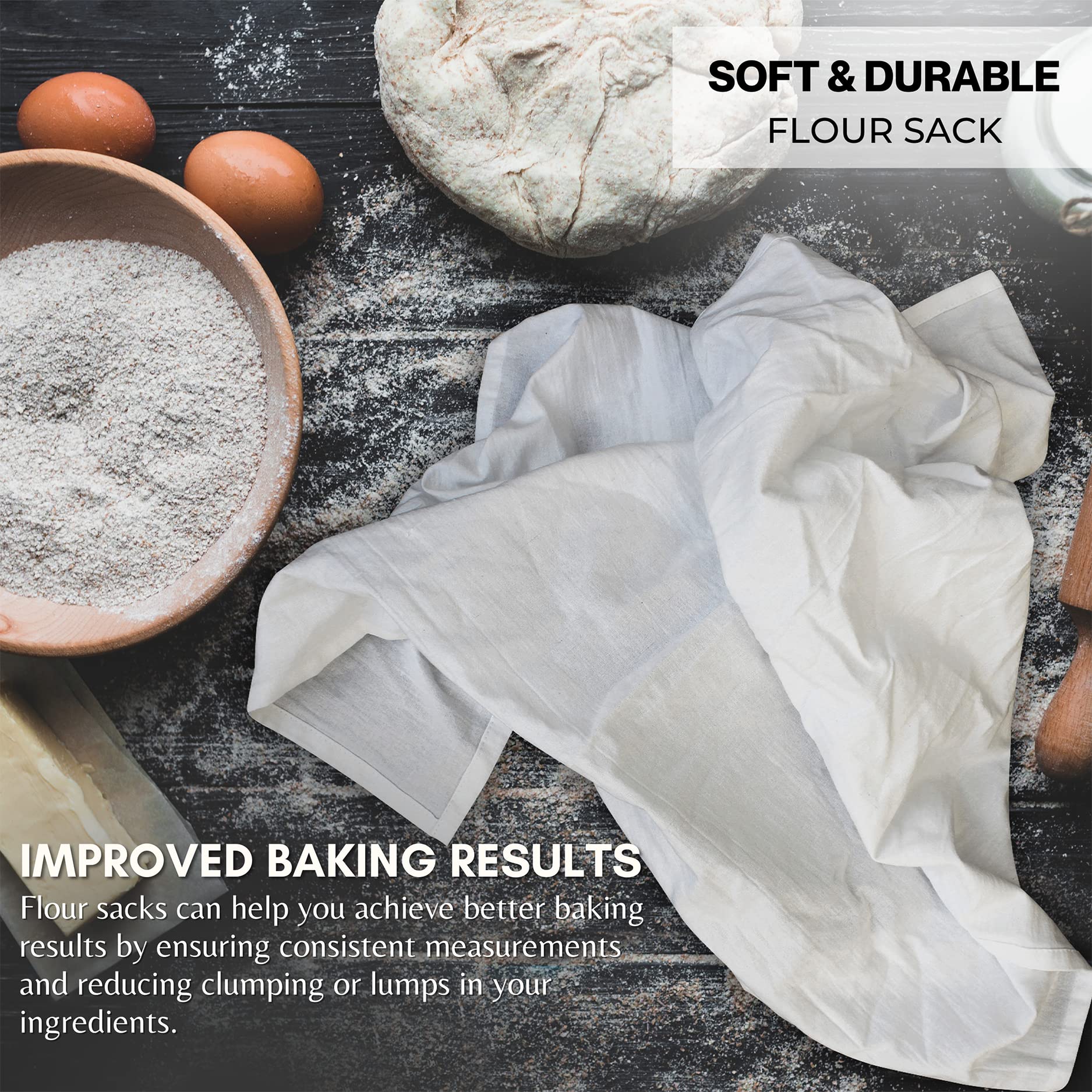 Premium 100% Cotton White Flour Sack Towels (Pack of 192, 28x28 Inches) - Ultra Soft & Highly Absorbent Kitchen Towels for Cooking, Cleaning, and Crafts | Quick-Drying & Machine Washable | Ideal for Restaurants, Bakeries & Home Use