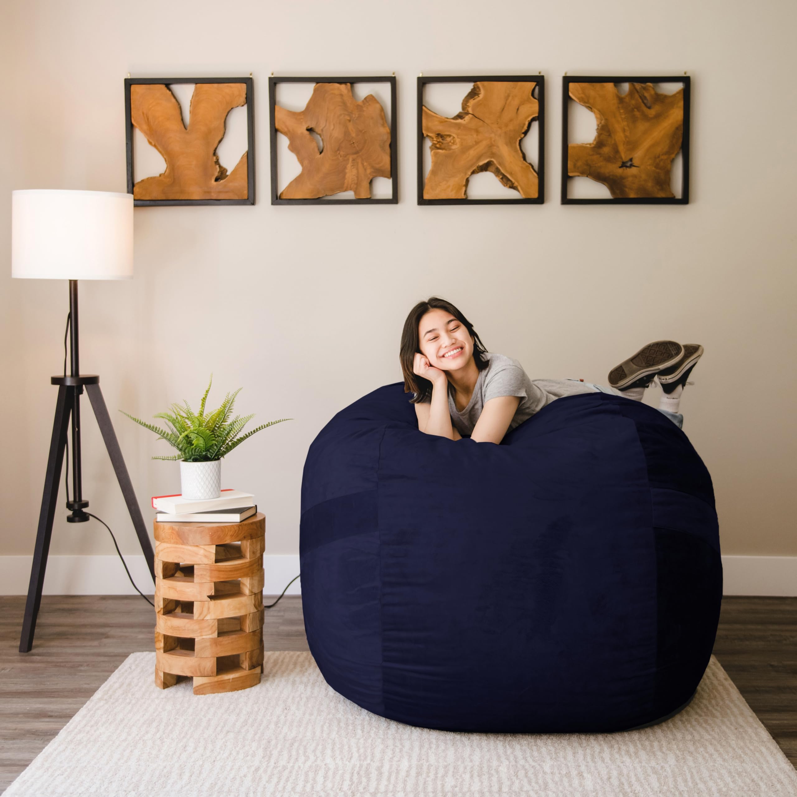 Big Joe Fuf Large Bean Bag Chair Cover Only - Machine Washable, Midnight Plush, Soft Polyester Fabric - Perfect for Living Rooms, Game Rooms & Dorm Decor