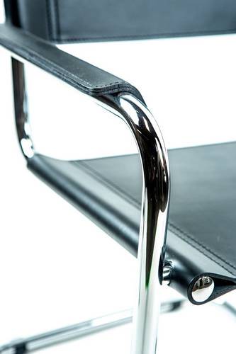 Mart Stam Cantilever Armchair - Black Leather Modern Office Chair for Home & Office - Mid-Century Design Ergonomic Seating for Living Room, Lounge & Workspace