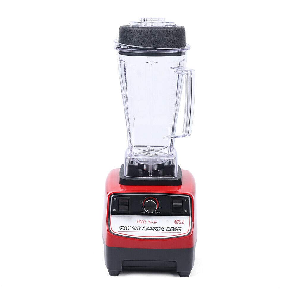 110V 1500W Commercial Electric Mixer Juicer - 2L Capacity, 4300 RPM, Heavy Duty Countertop Blender for Ice Crushing, Frozen Desserts, Soups, Smoothies - Ideal for Restaurants, Bakeries & Home Kitchens (Red & White)