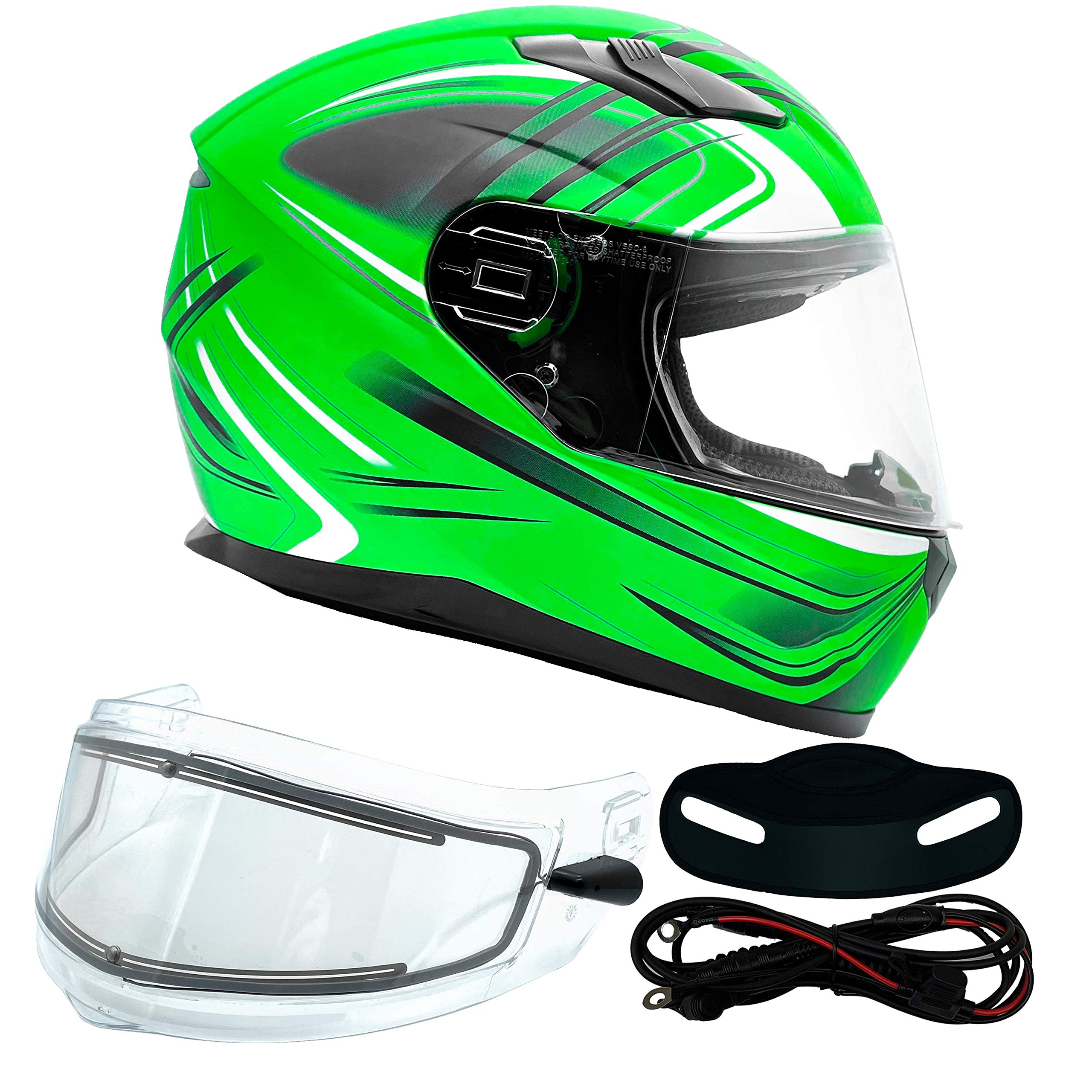 Typhoon Full Face Snowmobile Helmet for Adults - Heated Dual Lens Shield - DOT Certified - Winter Riding Gear for Motorcycle, ATV & Snow Sports
