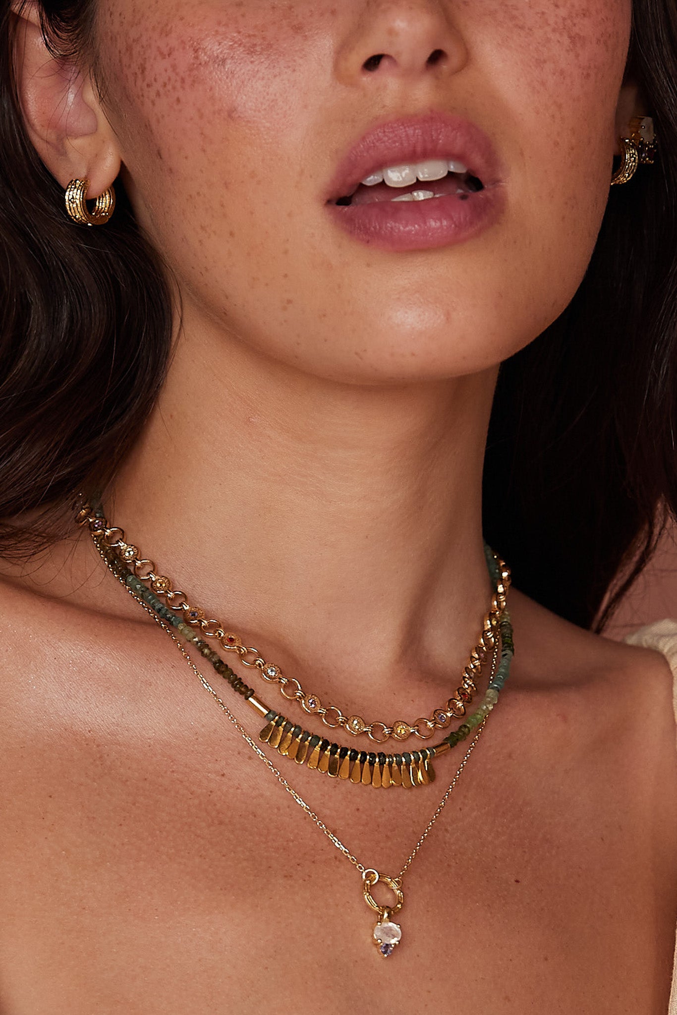 Elegant Ellipse Multistone Gold Necklace for Women - Perfect for Weddings, Parties & Special Occasions
