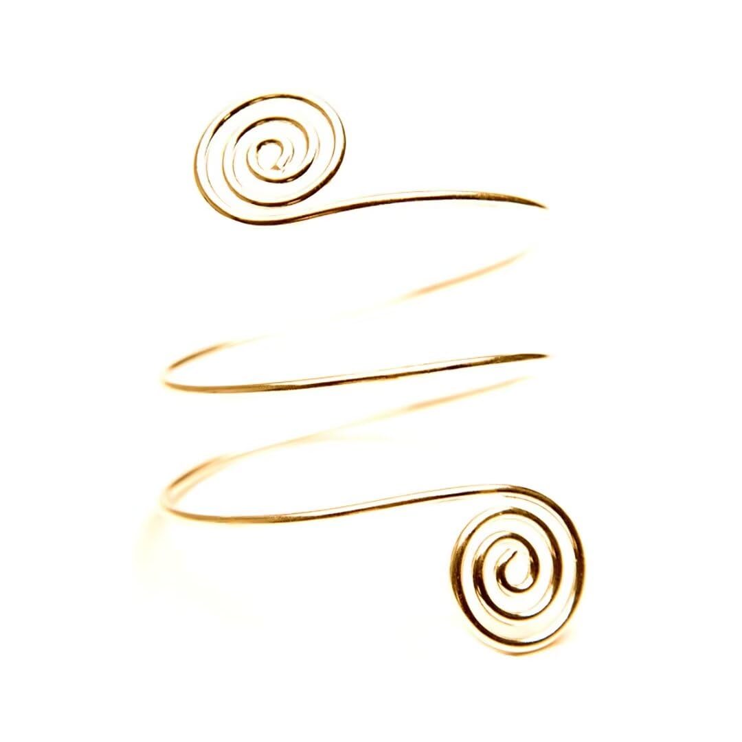 Gold Plated Adjustable Upper Arm Cuff Bangle Bracelet - Floral Sun Moon Butterfly Swirl Armlet Jewelry for Women | Perfect for Weddings, Parties & Boho Fashion