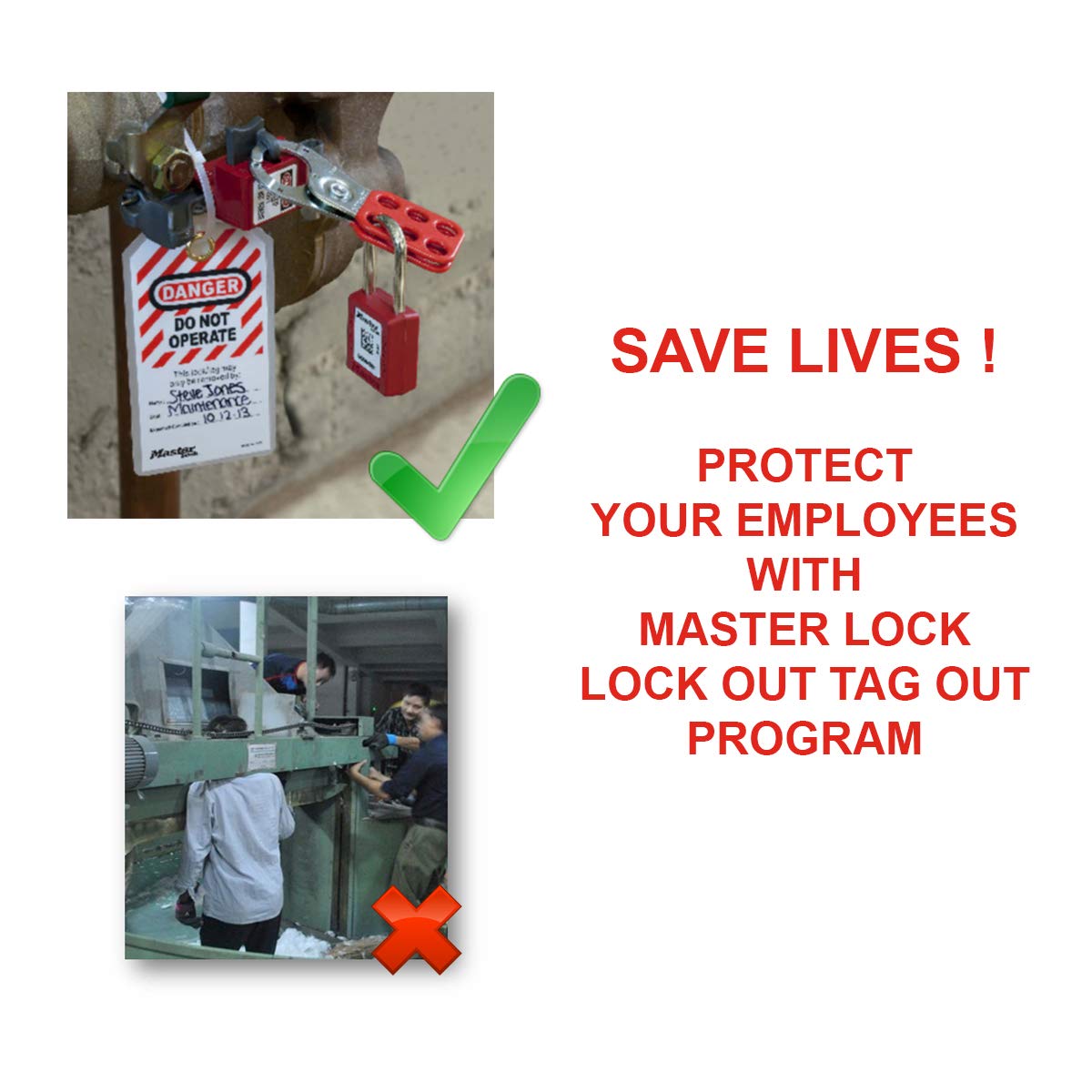 Red Metal Ball Valve Lockout Device - Safety Lockout Tagout (LOTO) for Industrial & Plumbing Use